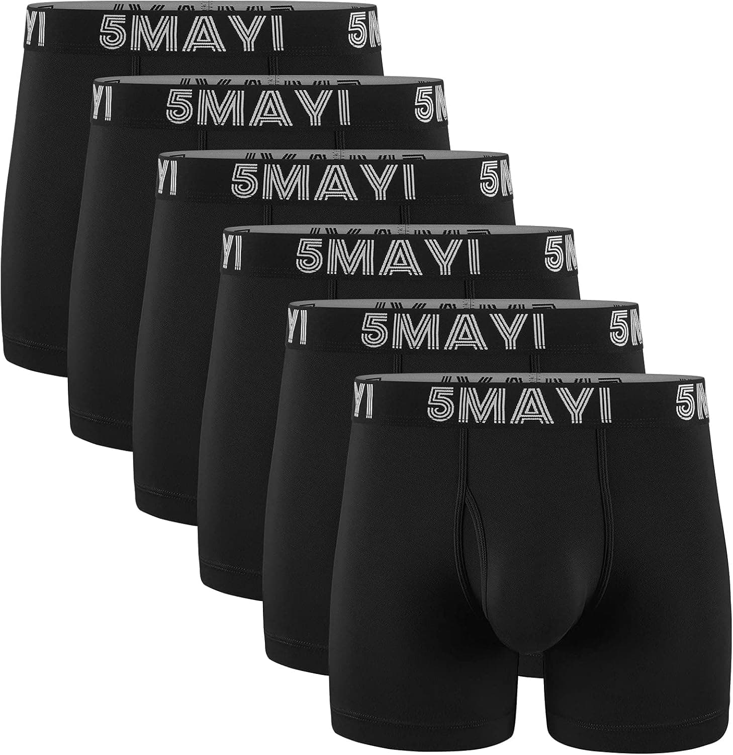 5Mayi Men's Underwear Boxer Briefs Cotton Black Mens Boxer Briefs Underwear Men Pack Wide Waistband