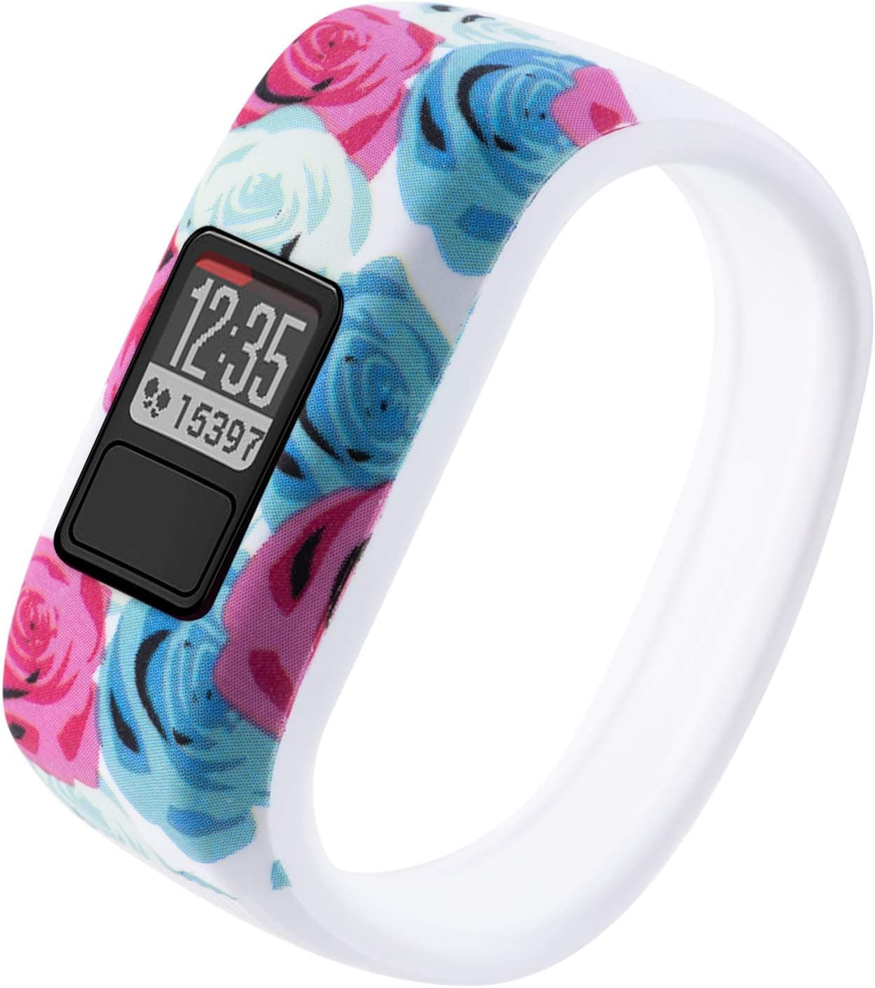 Vozehui Compatible with Garmin Vivofit 3/Vivofit JR/Vivofit JR 2 Bands , Colorful Soft Silicone Replacement Sport Wristbands for Kids Boys Girls Men Women, Small Large