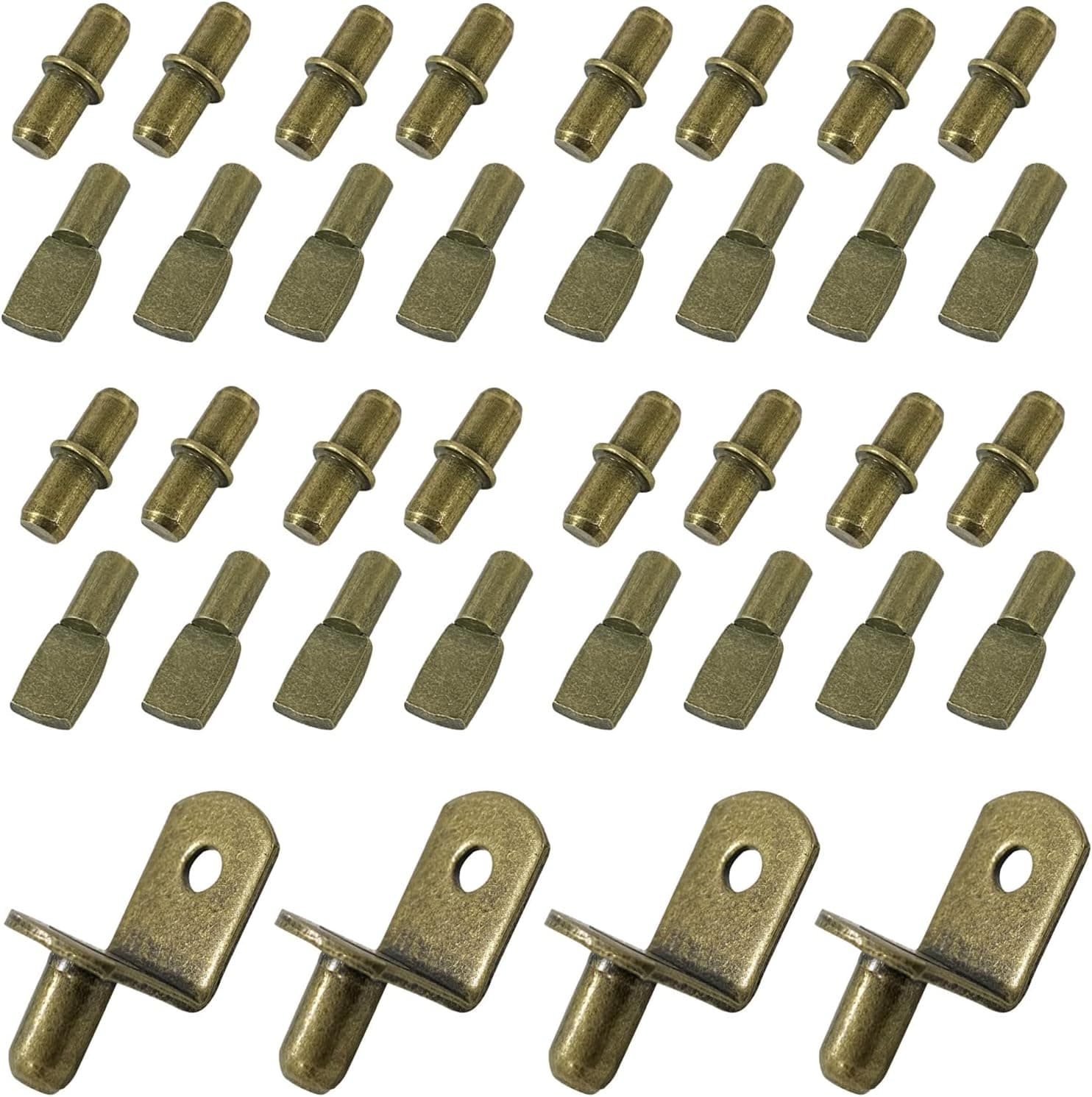 60 Pieces Shelf Bracket Pegs Stainless Steel Shelf Pins Support, Nickel Plated Shelf Pins, 3 Styles Color Bronze.