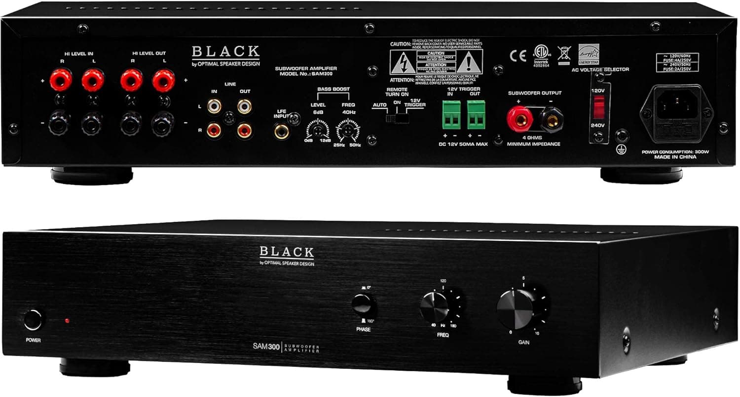 OSD Audio 300W Mono-Channel Class A/B Subwoofer Amplifier, Auto Sensing, 4 -8 Ohm Stable