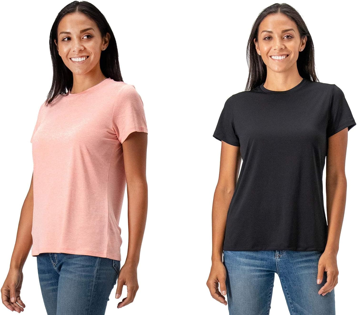 DEVOPS Women's 2 Pack UPF 50+ Sun Protection Short Sleeve Shirts Outdoor Fishing Hiking Running Lightweight T-Shirt
