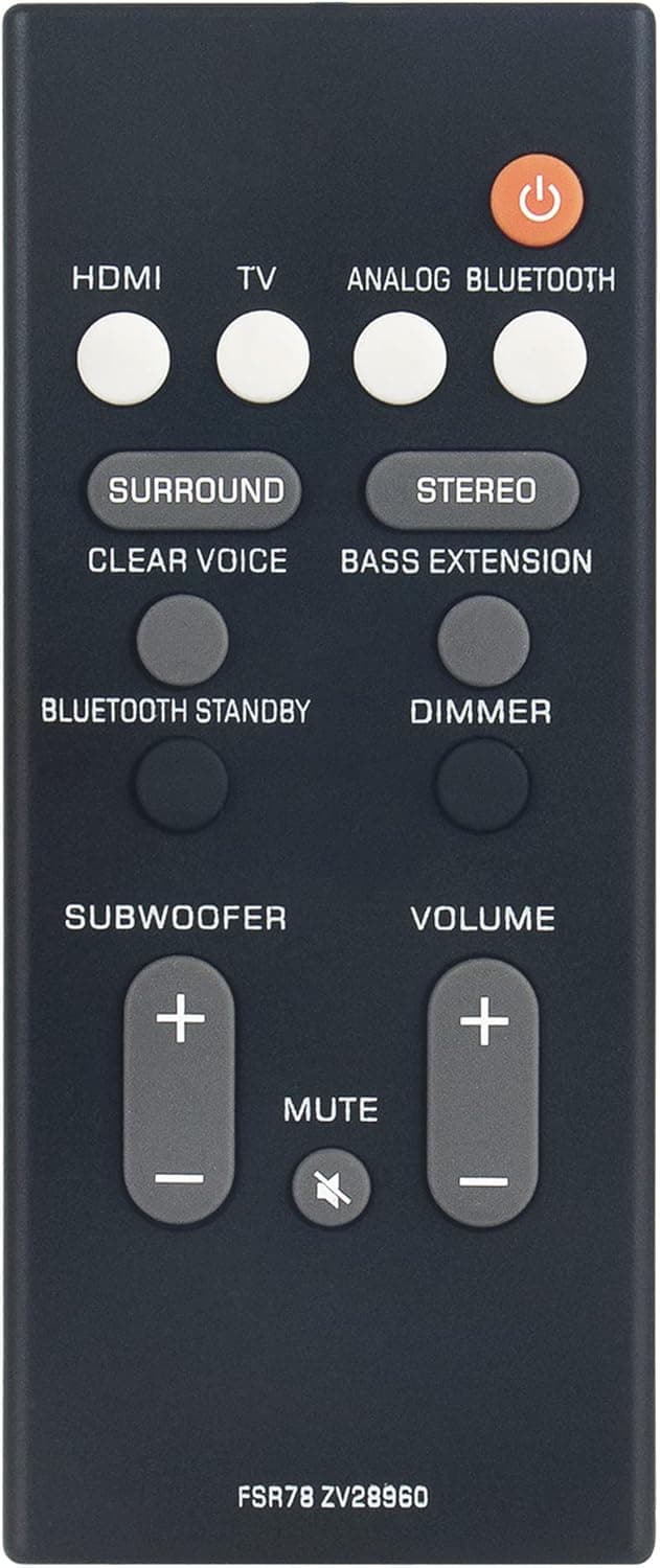 FSR78 ZV28960 Remote Control Replacement fit for Yamaha Sound Bar ATS-1060 YAS-106 ATS-1070 YAS-207 YAS-107 ATS-2070 YAS-CU207 NS-WSW42 ATS1060 YAS106 ATS1070 YAS107 YAS207 Surround Soundbar Speaker