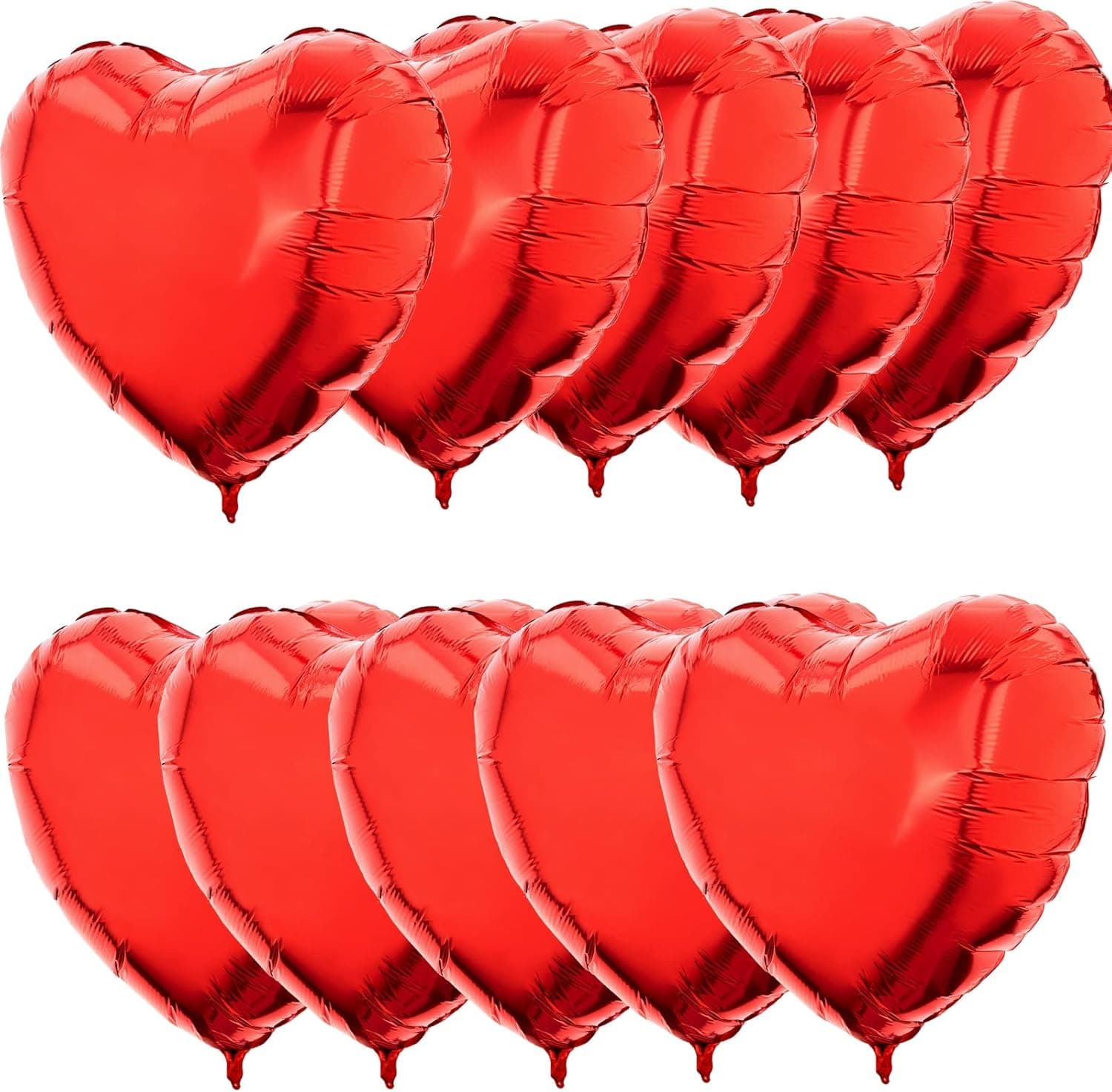 24 inch Red Heart Mylar Balloon Foil Heart Balloon For Valentines Day Wedding Engagement Party Decoration, 10 pcs