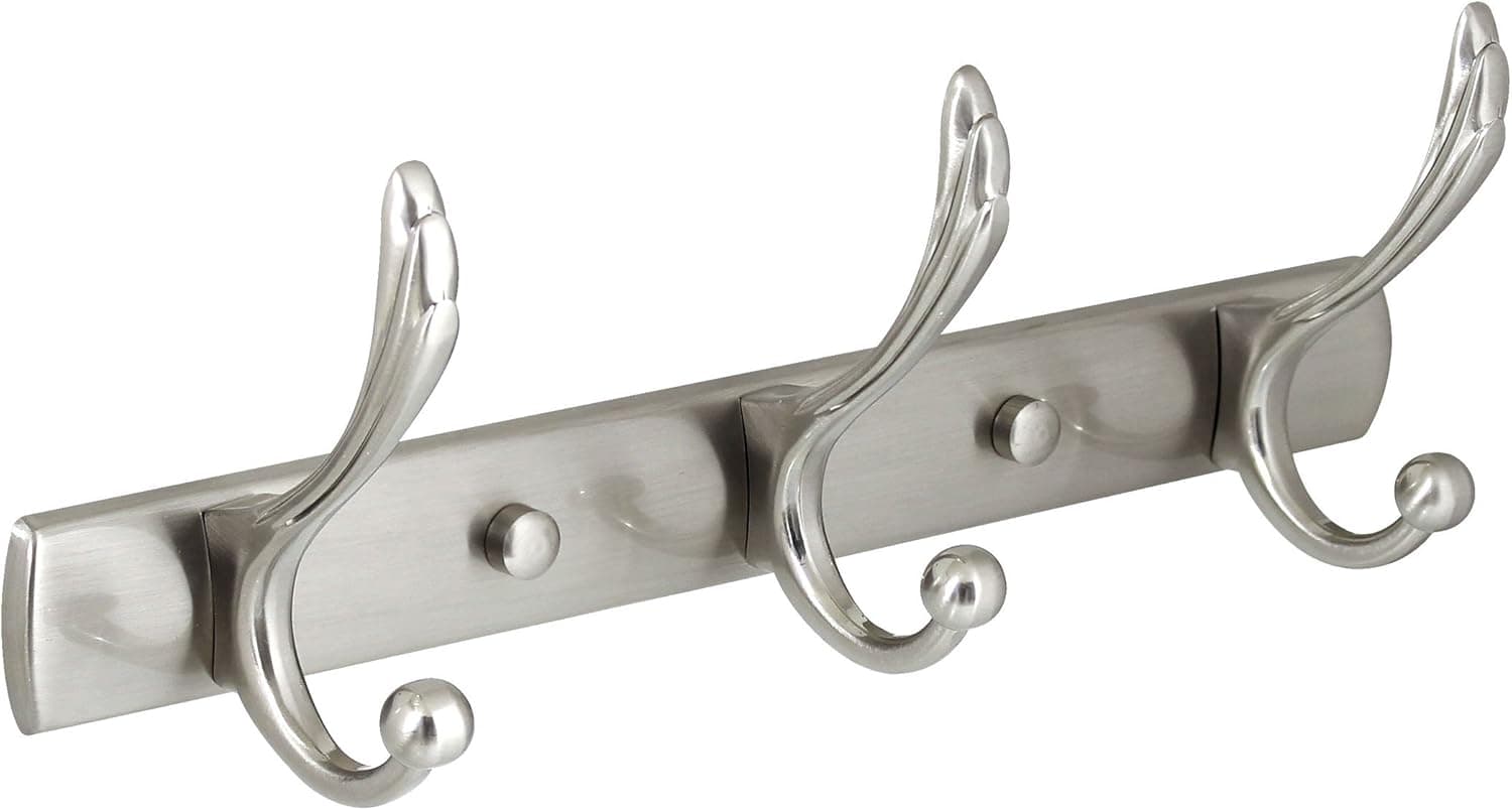 MODONA Large Triple Towel & Robe Hook – Satin Nickel