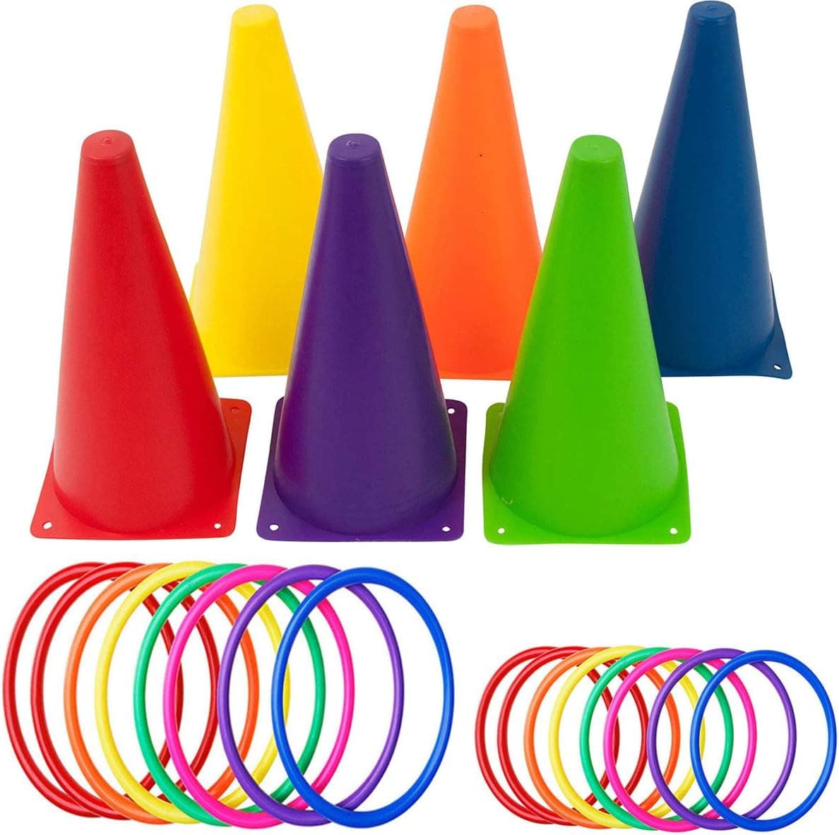 OBTANIM 26 Pcs Plastic Cones Ring Toss Combo Set Outdoor Carnival Games for Kids Adults Birthday Party Throwing Backyard Games
