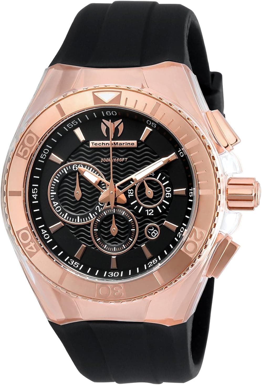Technomarine Women's Cruise Stainless Steel Quartz Watch with Silicone Strap, Black, 26 (Model: TM-115034)