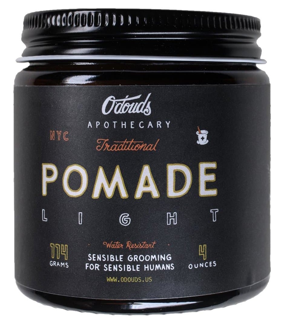 O'Douds All Natural, Handcrafted Traditional Pomade - Oil Based Hair Pomade for Men - Light Hold, High Shine Finish for Classic Slick Back, Side-Part and Pompadour Looks, 4oz