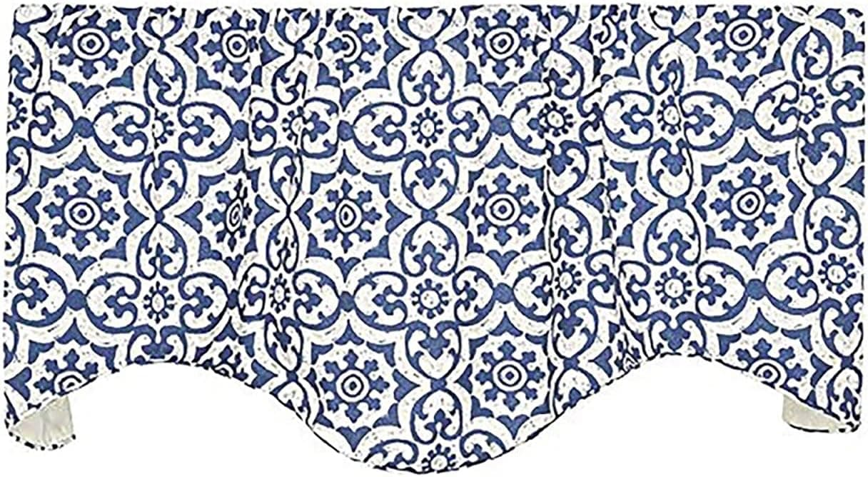 Valances for Windows, Kitchen Valances or Valances for Living Room Valance Curtains Window Treatments, Blue Valances Lined Adjustable Swag Short Curtains 53" x 18"
