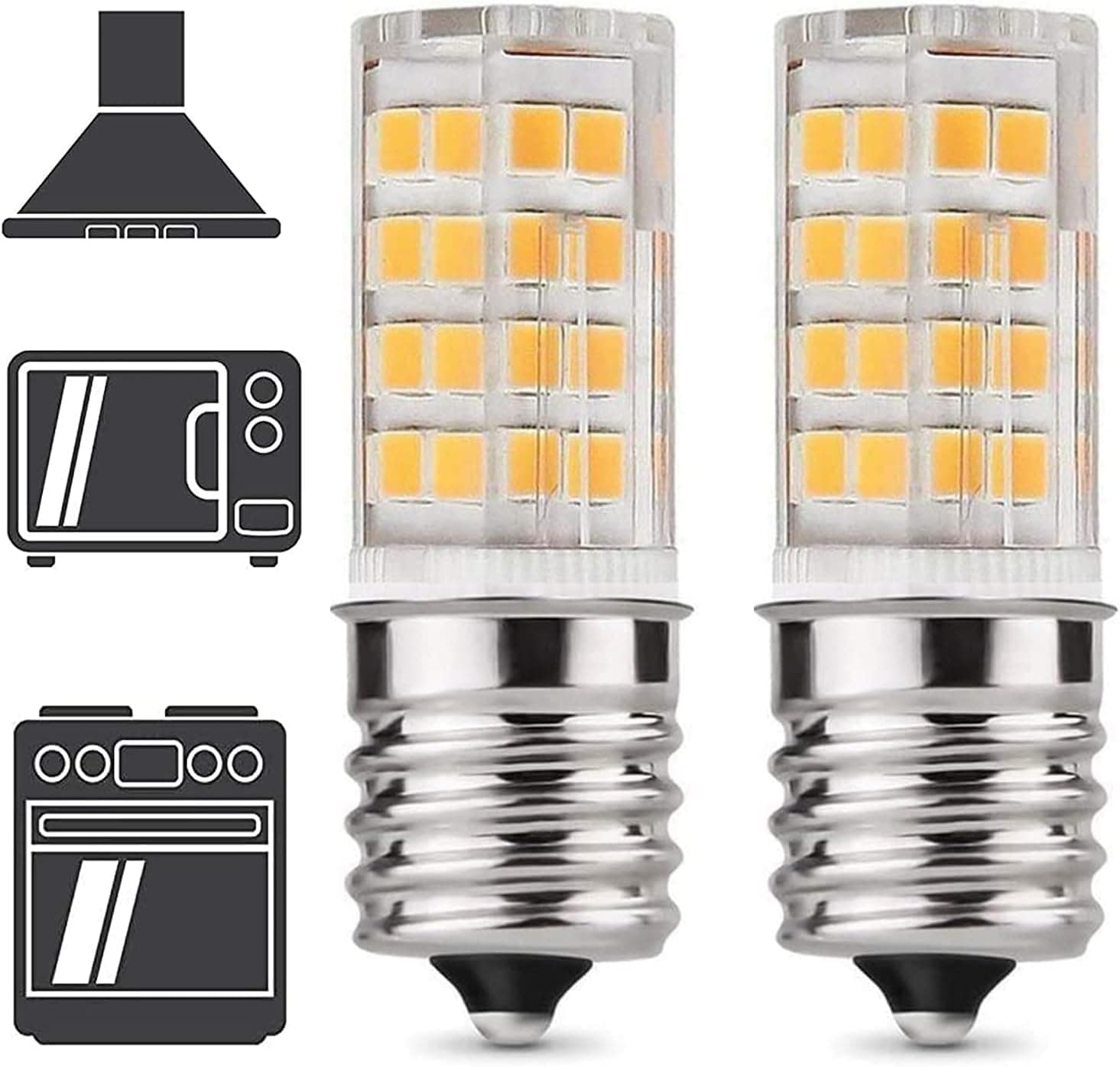 GE Microwave Oven Light - E17 LED Bulb, 40W Halogen Bulb Equivalent, Warm White 3000K, 350LM, Pack of 2 (Warm White)