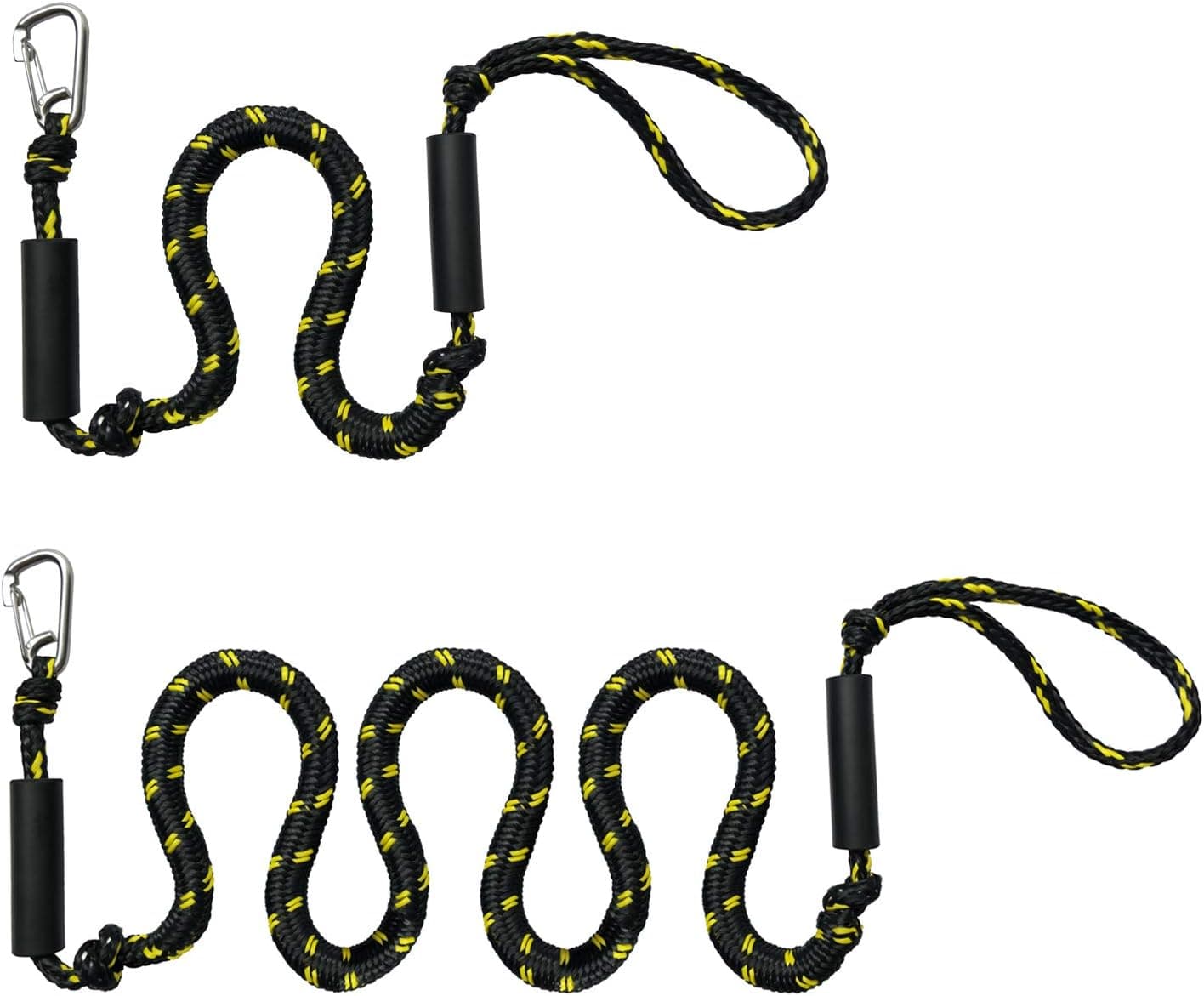 PWC Bungee Dock Lines & Ropes Stretchable Shock Bungee Cords for Boat with Foam Float Perfect for Jet Ski, SeaDoo, Yamaha WaveRunner, Kayak, Pontoon (4Ft-5.5Ft&6Ft-9Ft)-2Pack