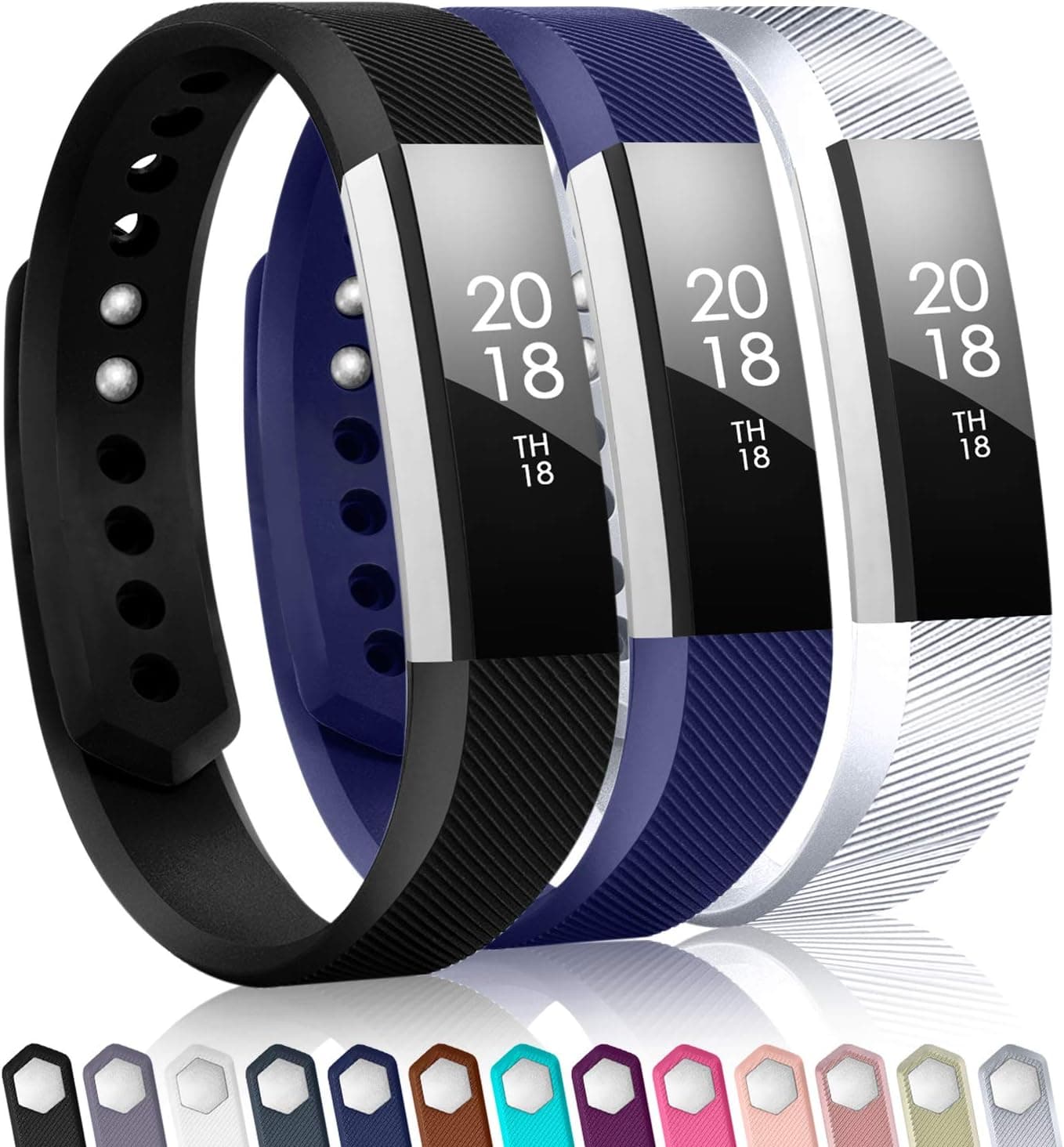 TreasureMax with Fitbit alta Bands for Women Men(3 Pack),Classic Replacement Bands with Fastener Rings for Fitbit Alta HR/Fitbit Alta/Fitbit Ace, Small/Large