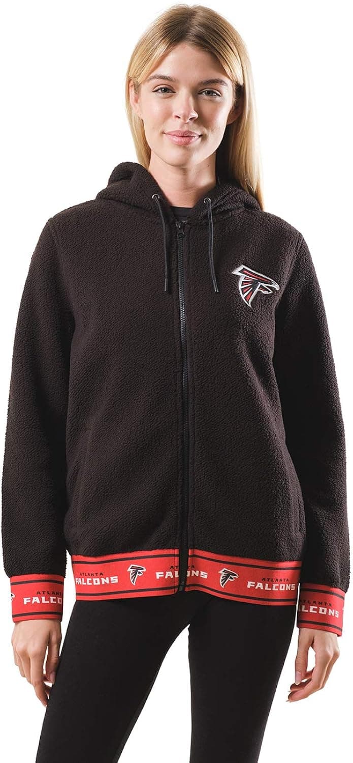 Ultra Game NFL Women's Full Zip Sherpa Hoodie Jacket