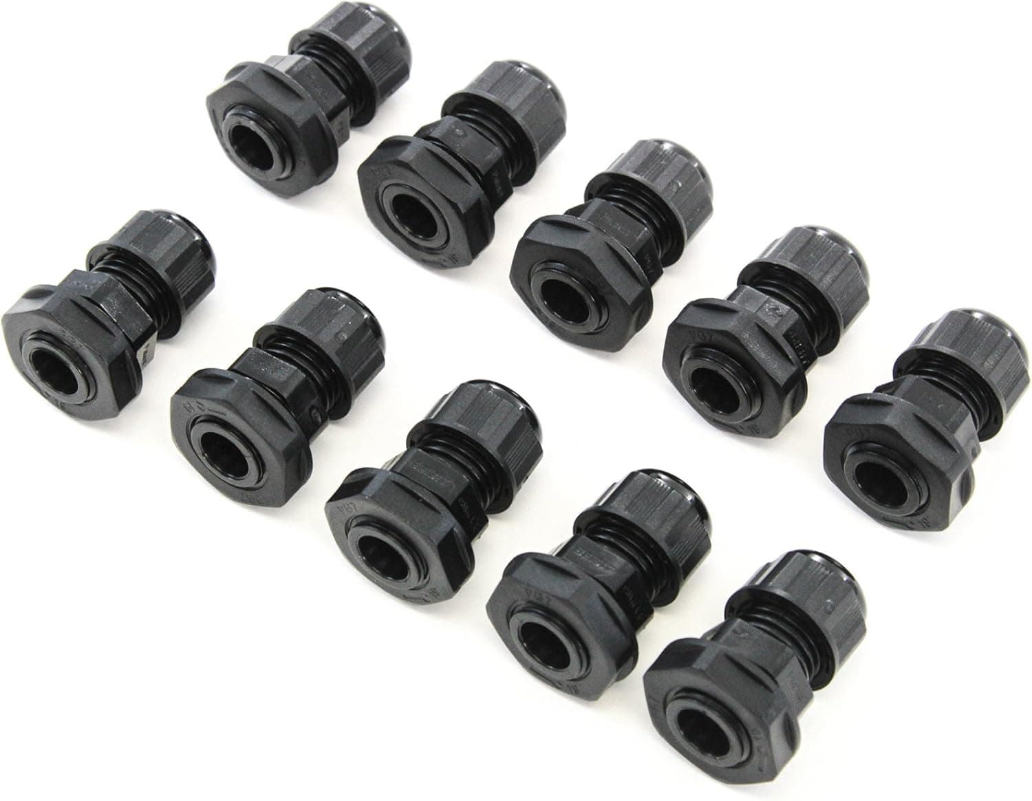 10 Cable Glands - 3mm-6.5mm PG7 Plastic Waterproof Adjustable Lock Nut Cable Connectors Joints with Gaskets