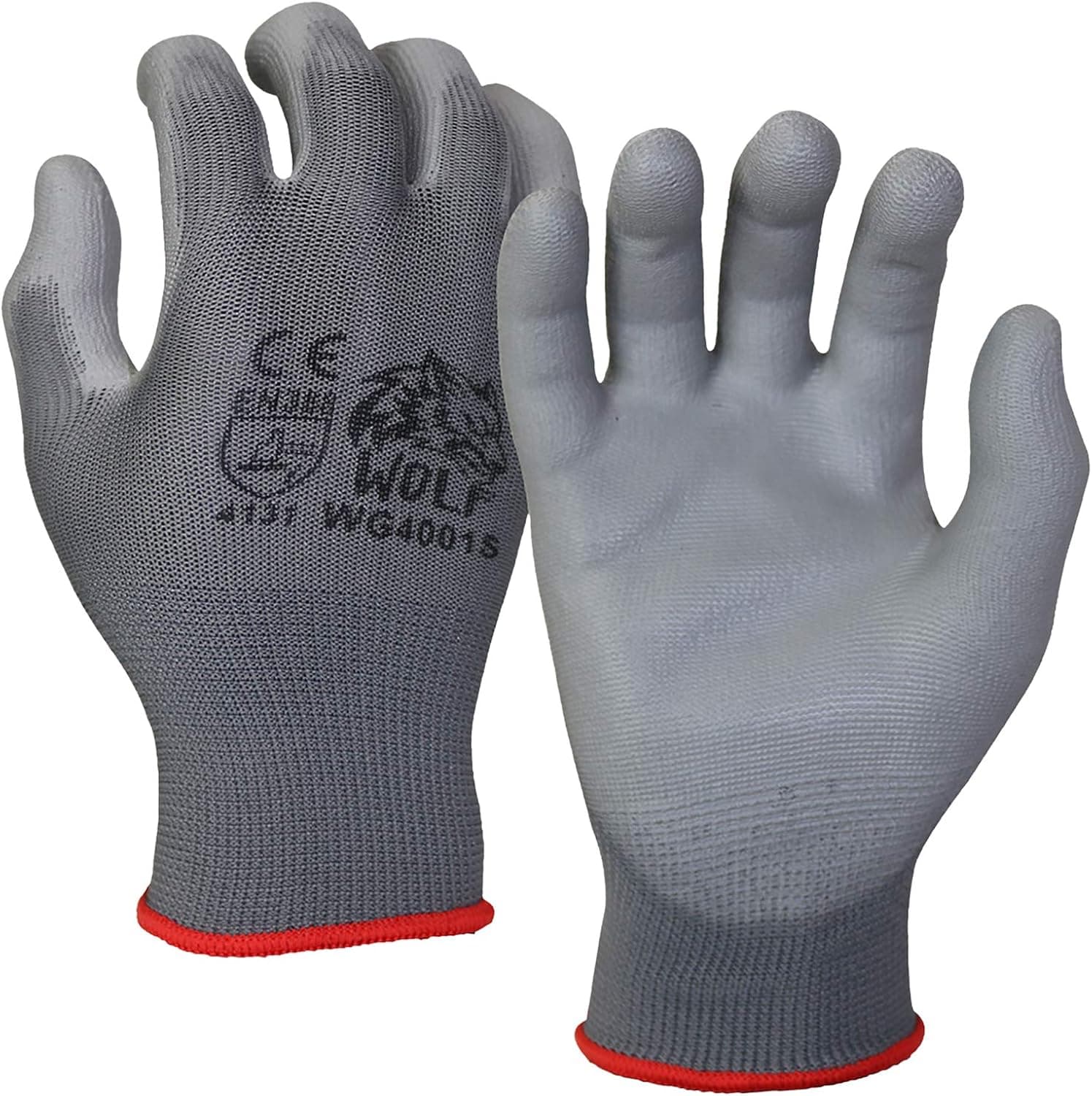 WOLF Polyurethane Palm Coated Nylon Shell Work Gloves, Construction, Mechanic, Warehouse, Yard Work, Gardening