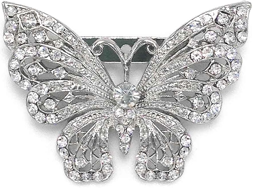 Katie's Style Rhinestone Crystal Vintage Filigree Butterfly Pin Brooch Jewelry Gift