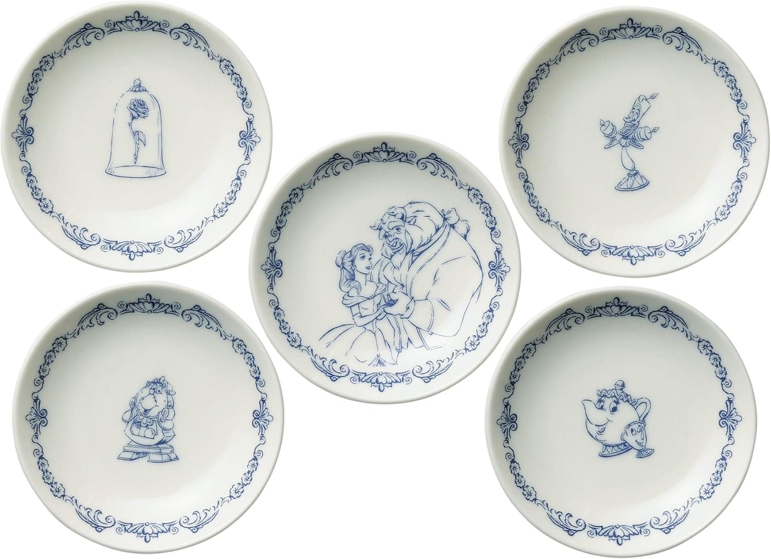 前畑(Maebata) Disney Beauty and the Beast D-BB03 51074 Small Plate, 5-Piece Set