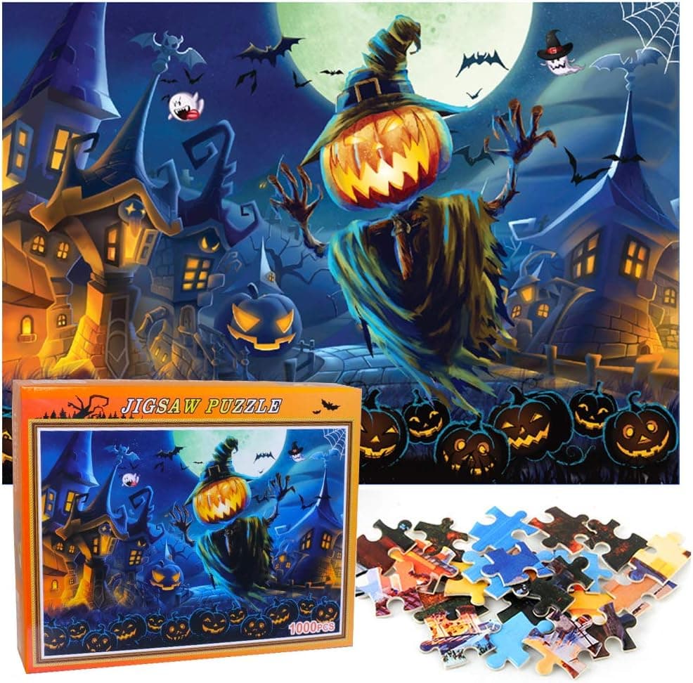 Jigsaw Puzzles for Adults 1000 Piece Halloween Night Large Puzzle Game Artwork for Adults Teens Halloween Toys Gift Decompressing Fun Family Game