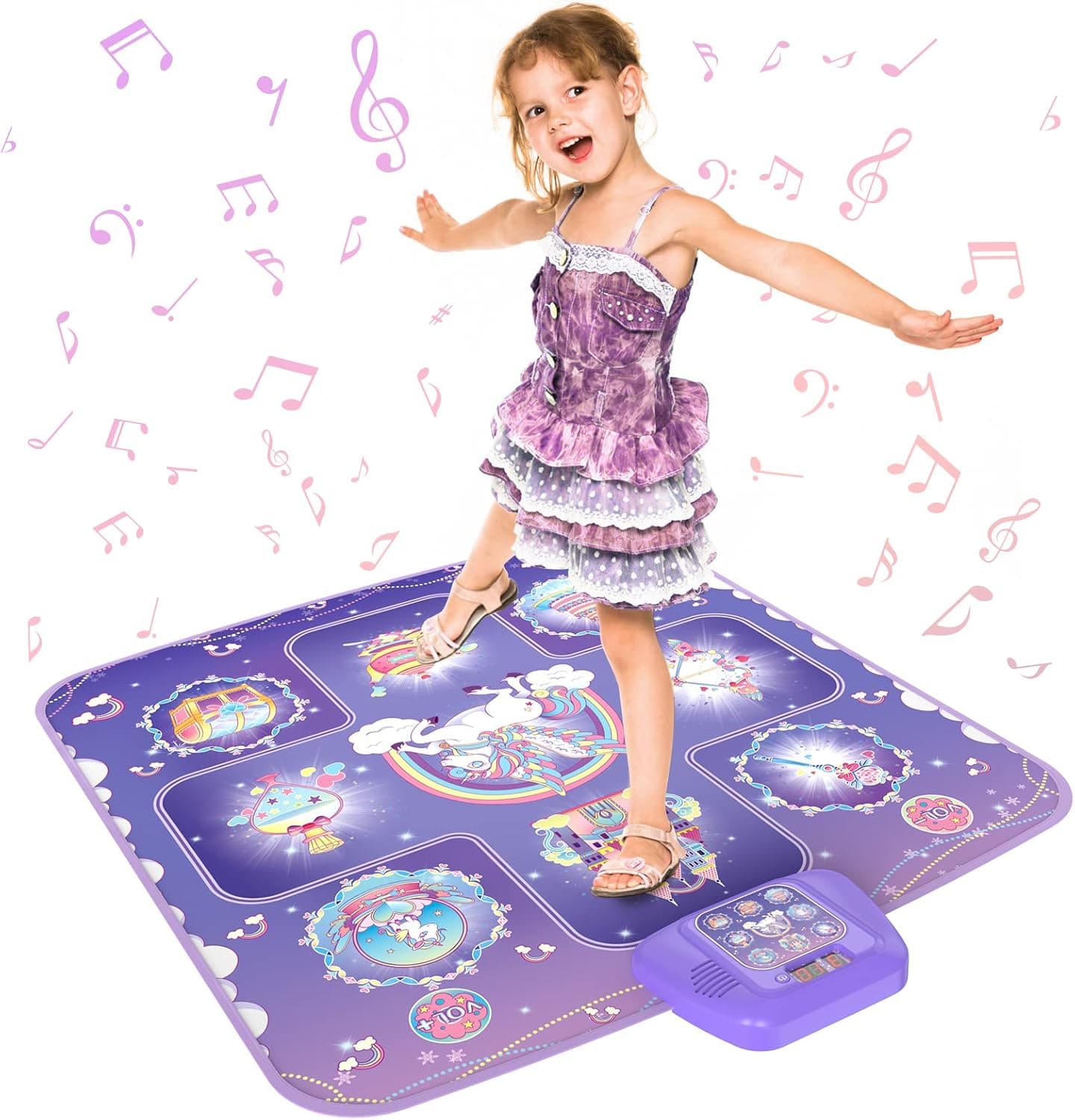 GirlsHome Light Up Electronic Dance Pad Christmas Birthday Gift Toy for Girl Age 3-12 Dancing Game Kids Musical Mat
