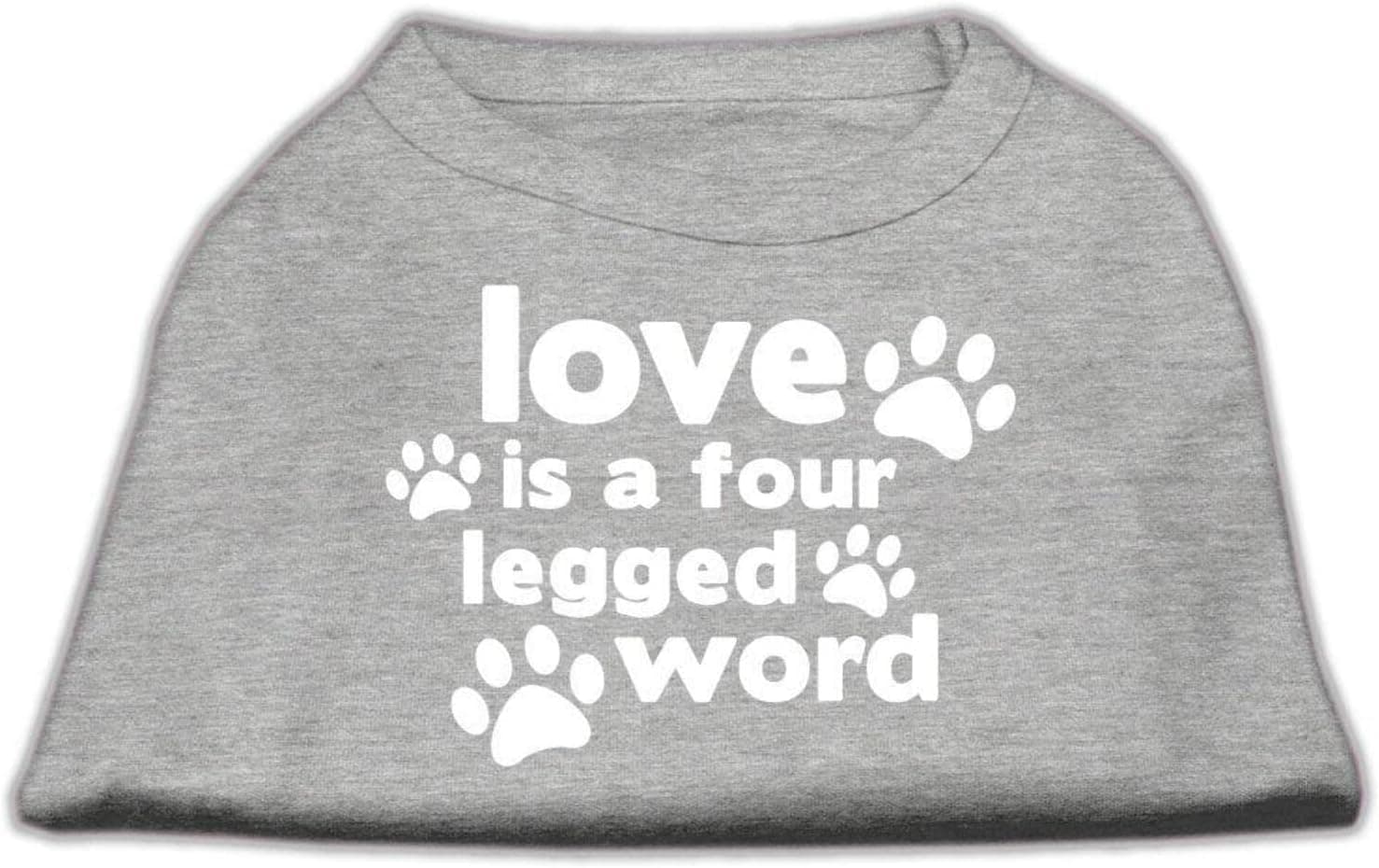 Mirage Pet Products Love is a Four Leg Word Screen Print Shirt Grey Lg (14)