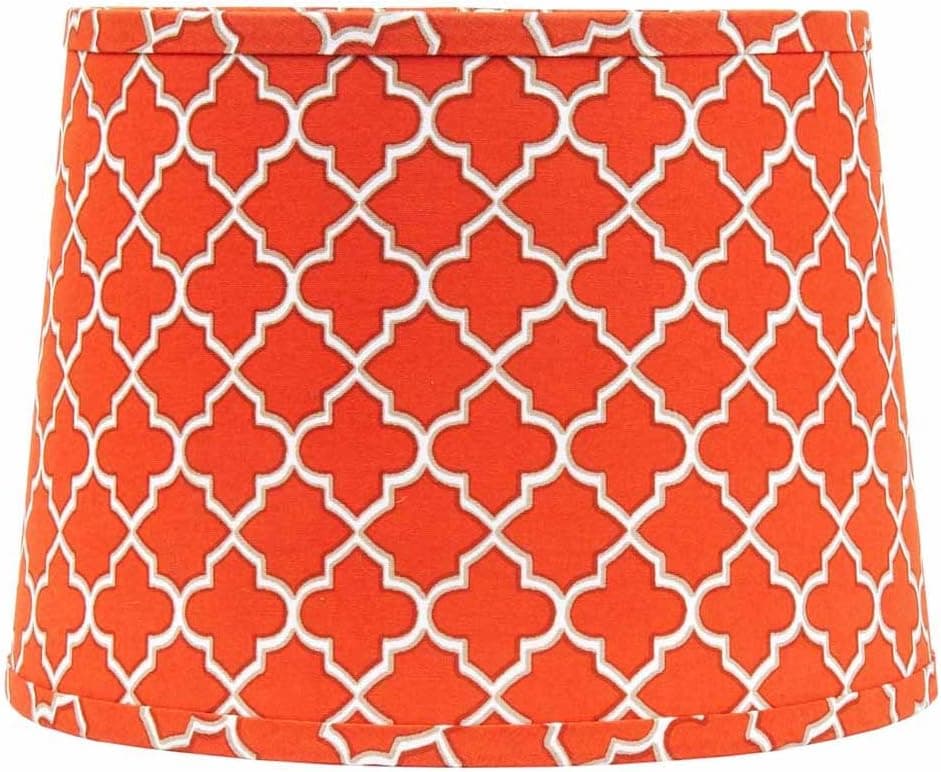 Home Collection by Raghu 10" Orange, White, Grey Quatrefoil Regular Clip Drum Lampshade