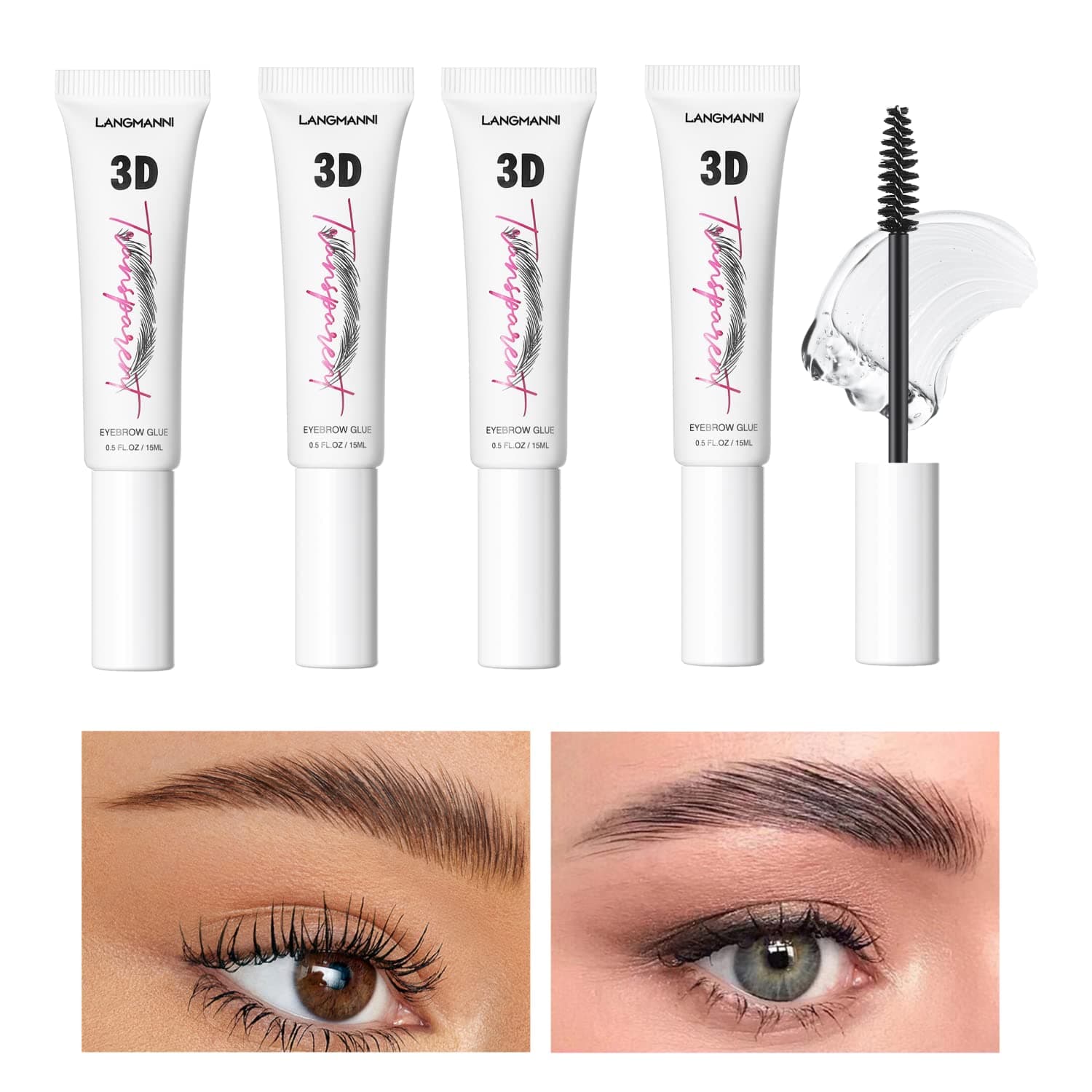Eyebrow Soap Kit, 4 Pcs Eyebrow Setting Gel Kit, 3D Brows Gel Long Lasting Waterproof Smudge Proof Eyebrow Soap Kit, for Brows Styling