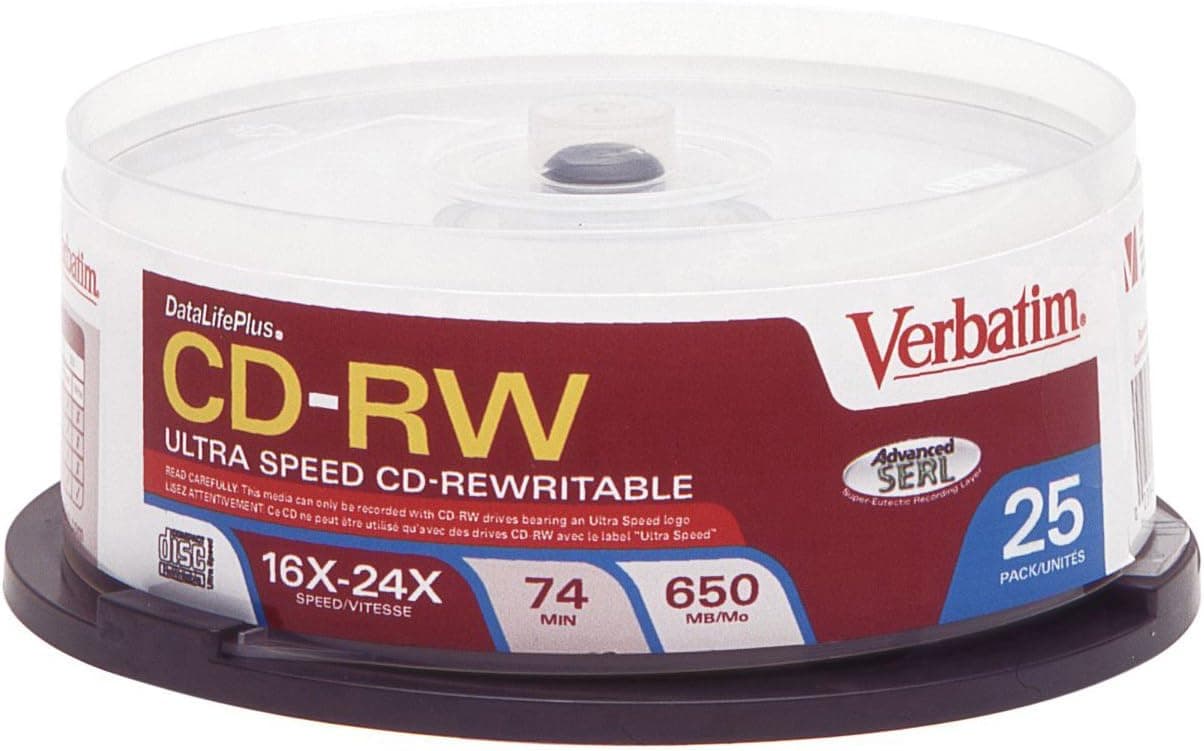 Verbatim 25PK CD-RW 74MIN 650MB 16X-24X (94583)