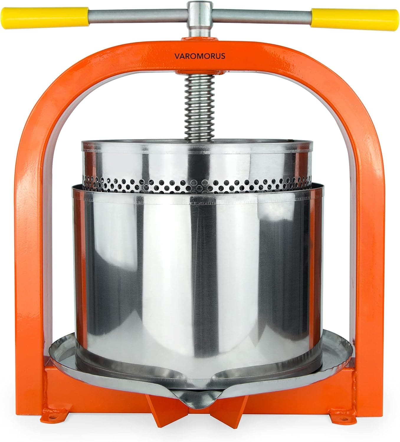 Varomorus Stainless Steel Wine Fruit Press for Apple, Grape, Berries, Honey, Manual Crusher Juice Maker (10L / 2.6 Gal)