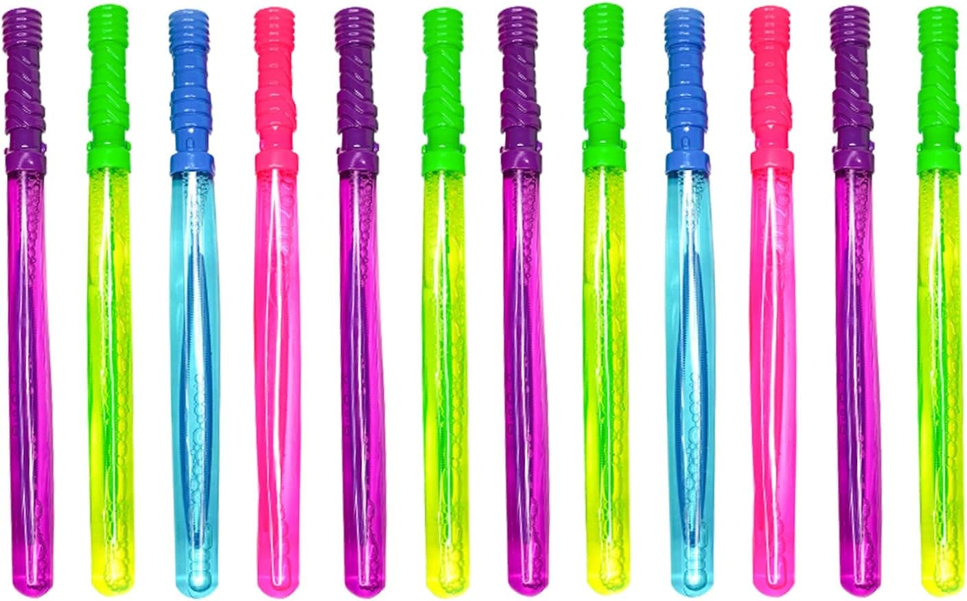 Dazzling Toys 12 Pack Big 14" Inches Bubble Wand Assortment (1 Dozen) - Super Value Pack of Summer Toy Party Favor