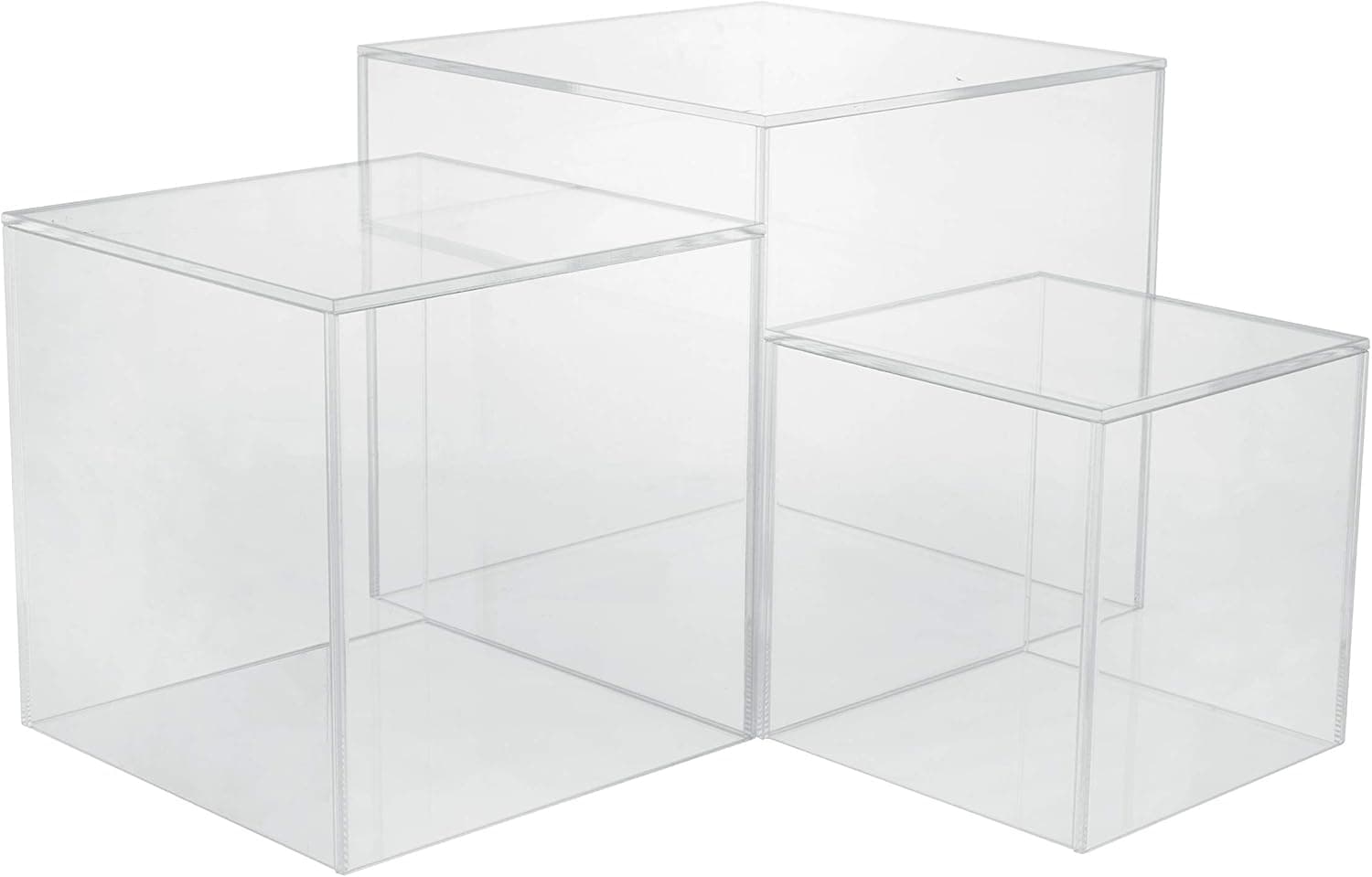 Red Co. Crystal Clear Acrylic Cube Display Nesting Riser Stands with Hollow Bottoms | Transparent - 3-Pack