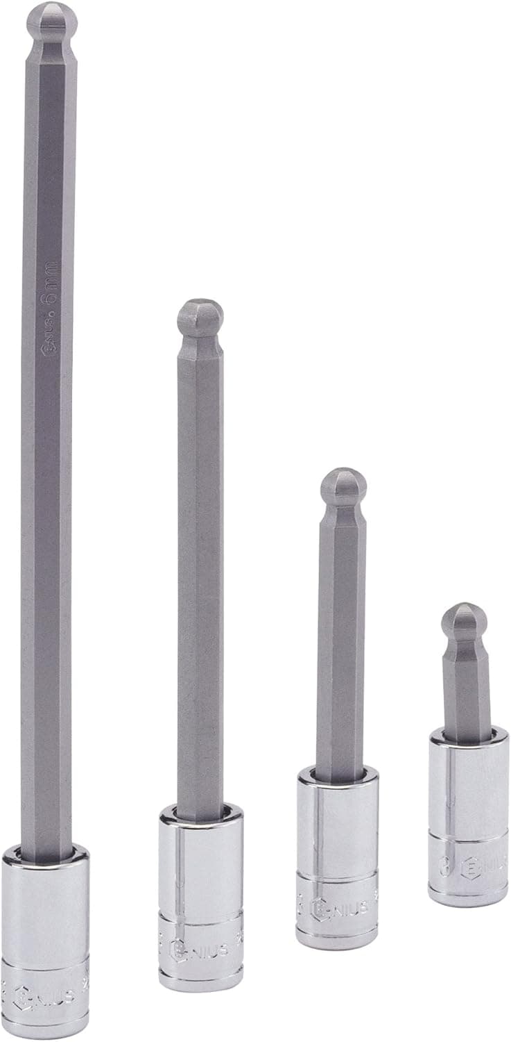 Genius Tools 1/4" Dr. 4mm Wobble Hex Bit Socket, 100mmL - 208+4534