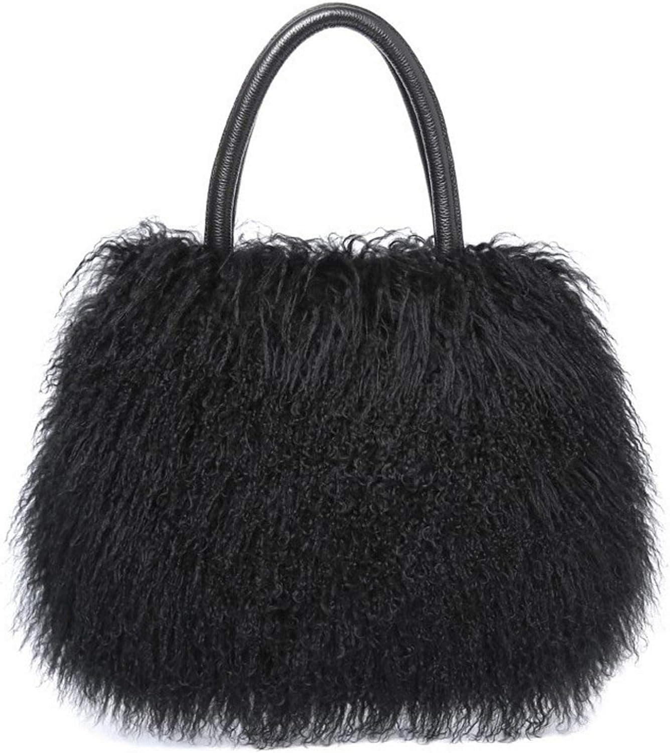 ZIYIUI Women's Fur Bag Real Wool Handbag Shoulder Bag Winter Women's Fashion Casual Fur Wool Shoulder Bag