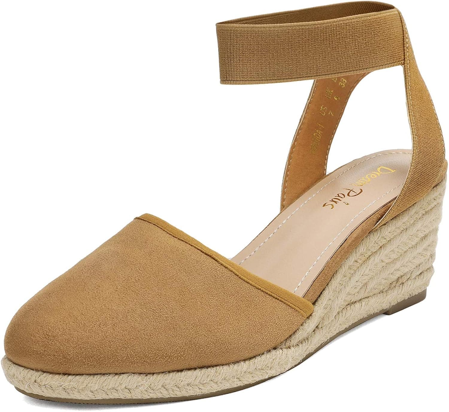 DREAM PAIRS Women's Elastic Ankle Strap Espadrilles Wedge Sandals