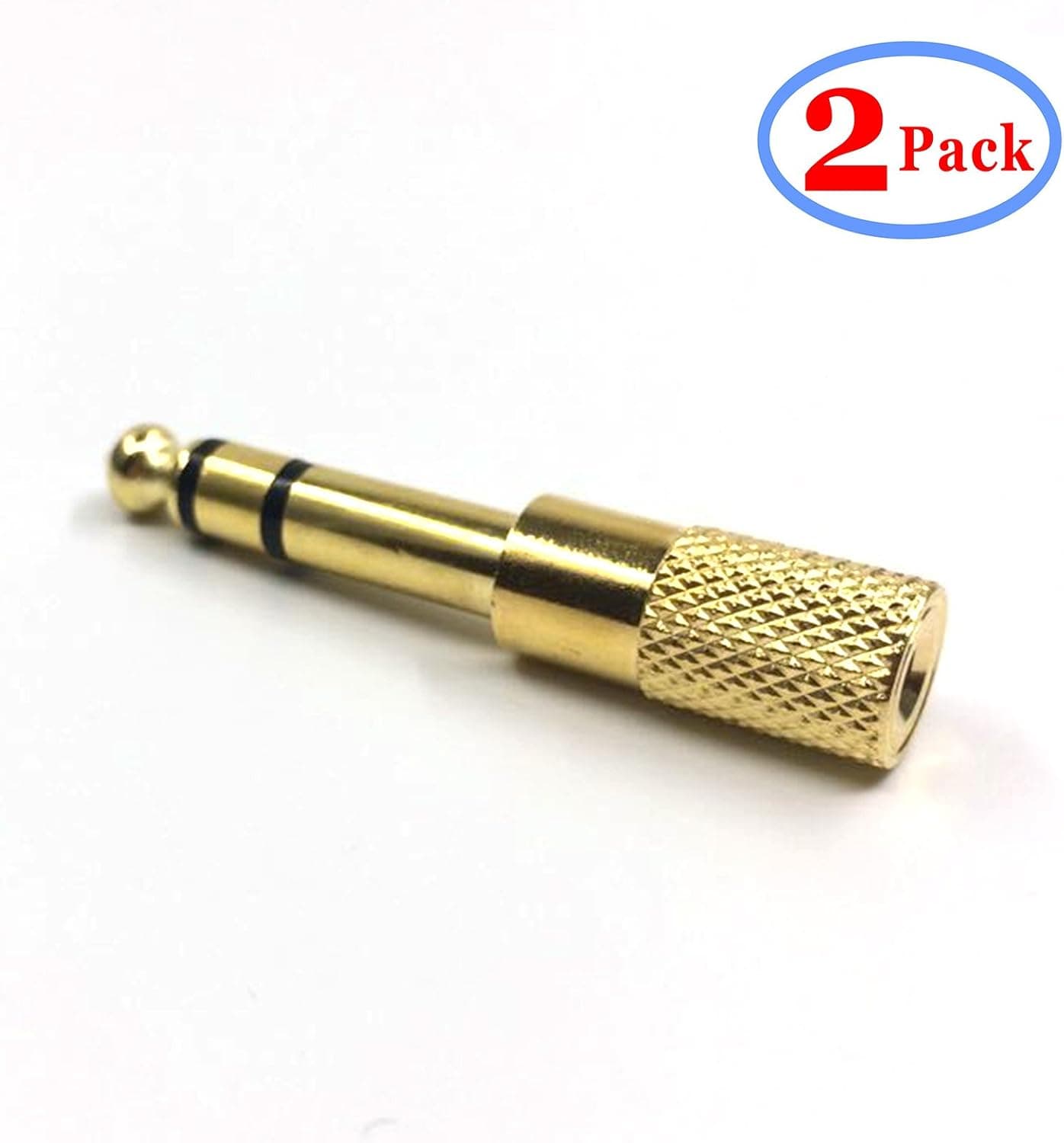 Stereo Adapter,3.5mm Stereo Jack to 1/4" Stereo Plug Adapter black - 2 Pack