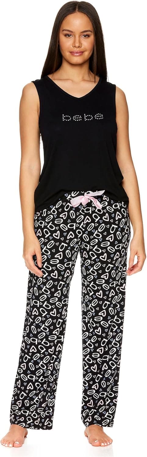 bebe Womens Pajamas Set - Tank Top and Lounge Pajama Capri Sleepwear Set