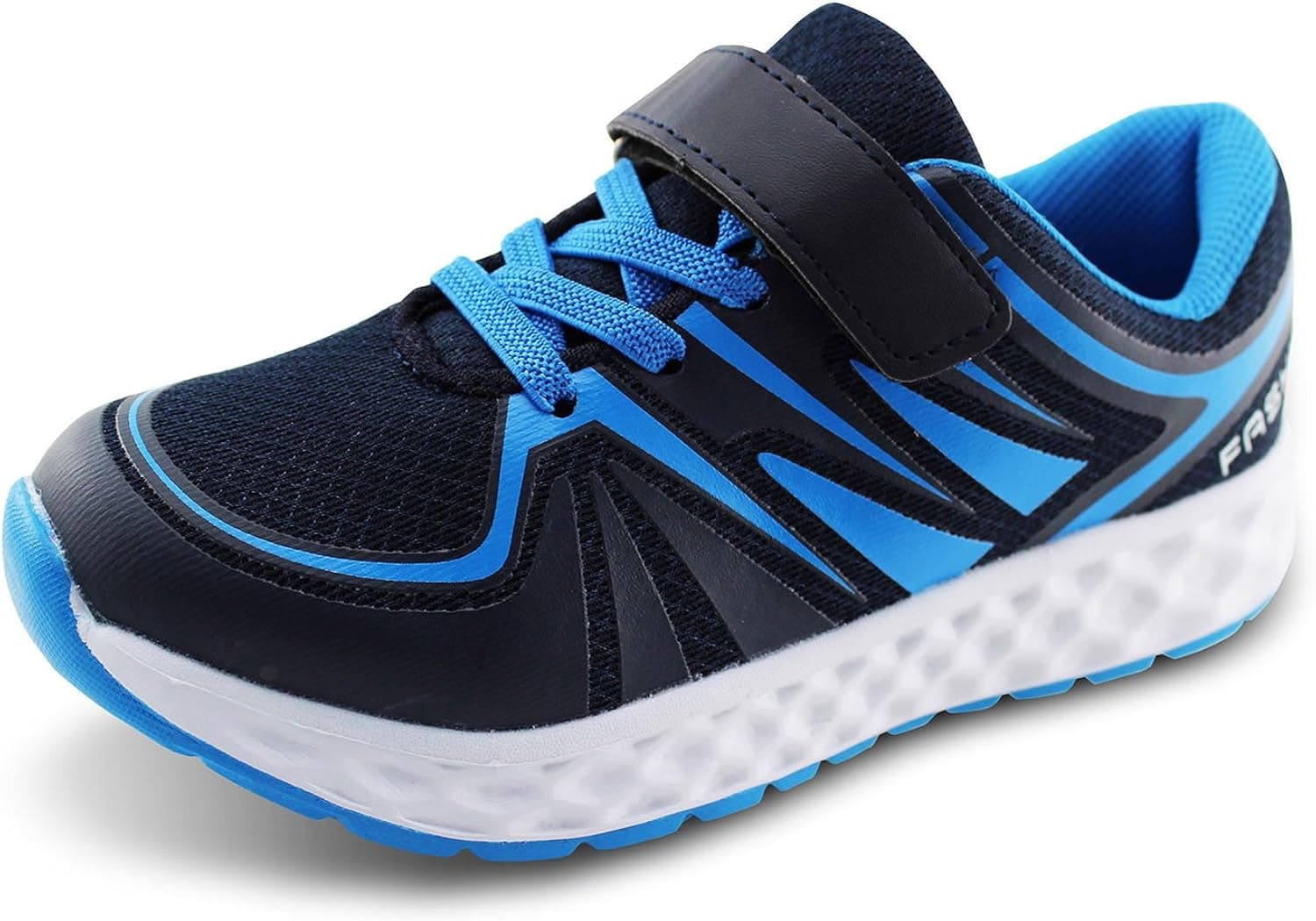 JABASIC Kids Running Shoes Boys Girls Lightweight Casual Strap Sneakers(2, Navy-1)