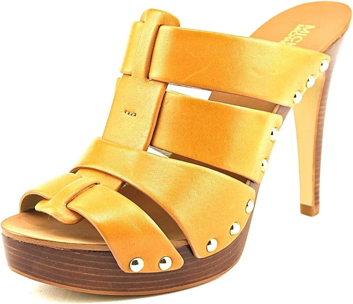 Michael Kors Somerly Peanut Leather Mule Women Size 8.5 M Brown