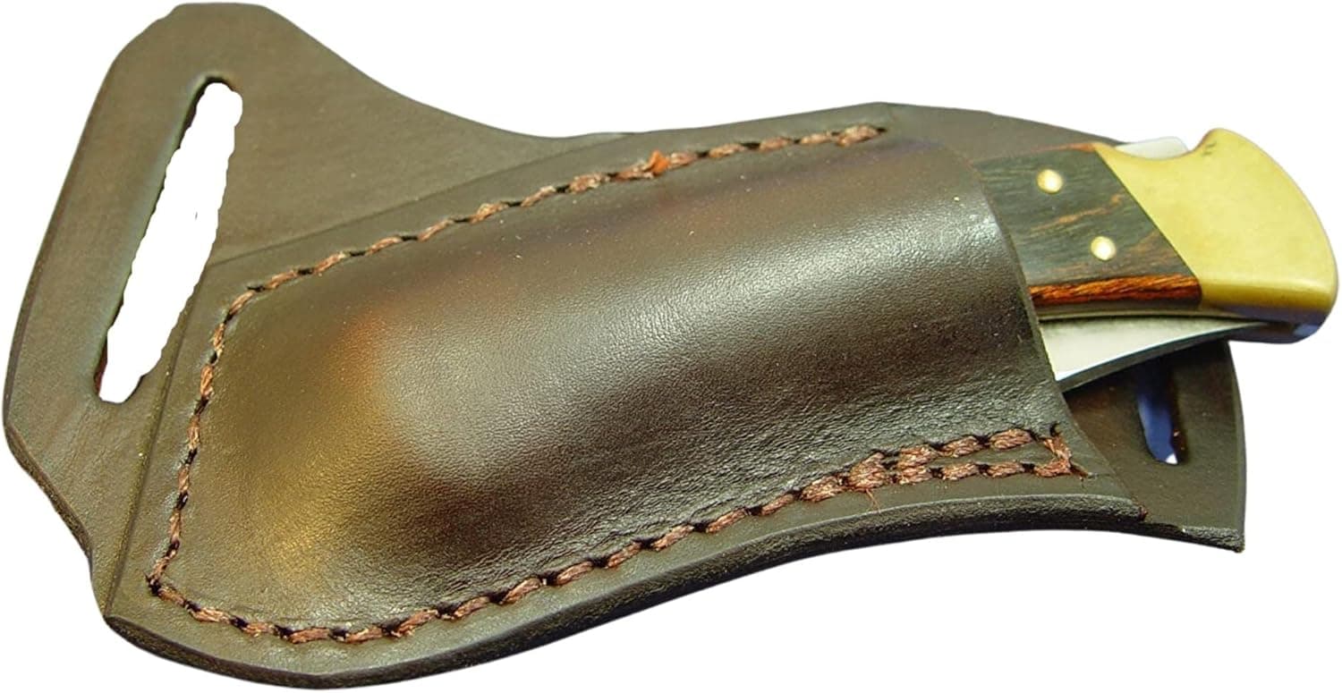 Custom Leather Left Hand Cross Draw Pocket Knife Sheath for a Buck 110 OR 112