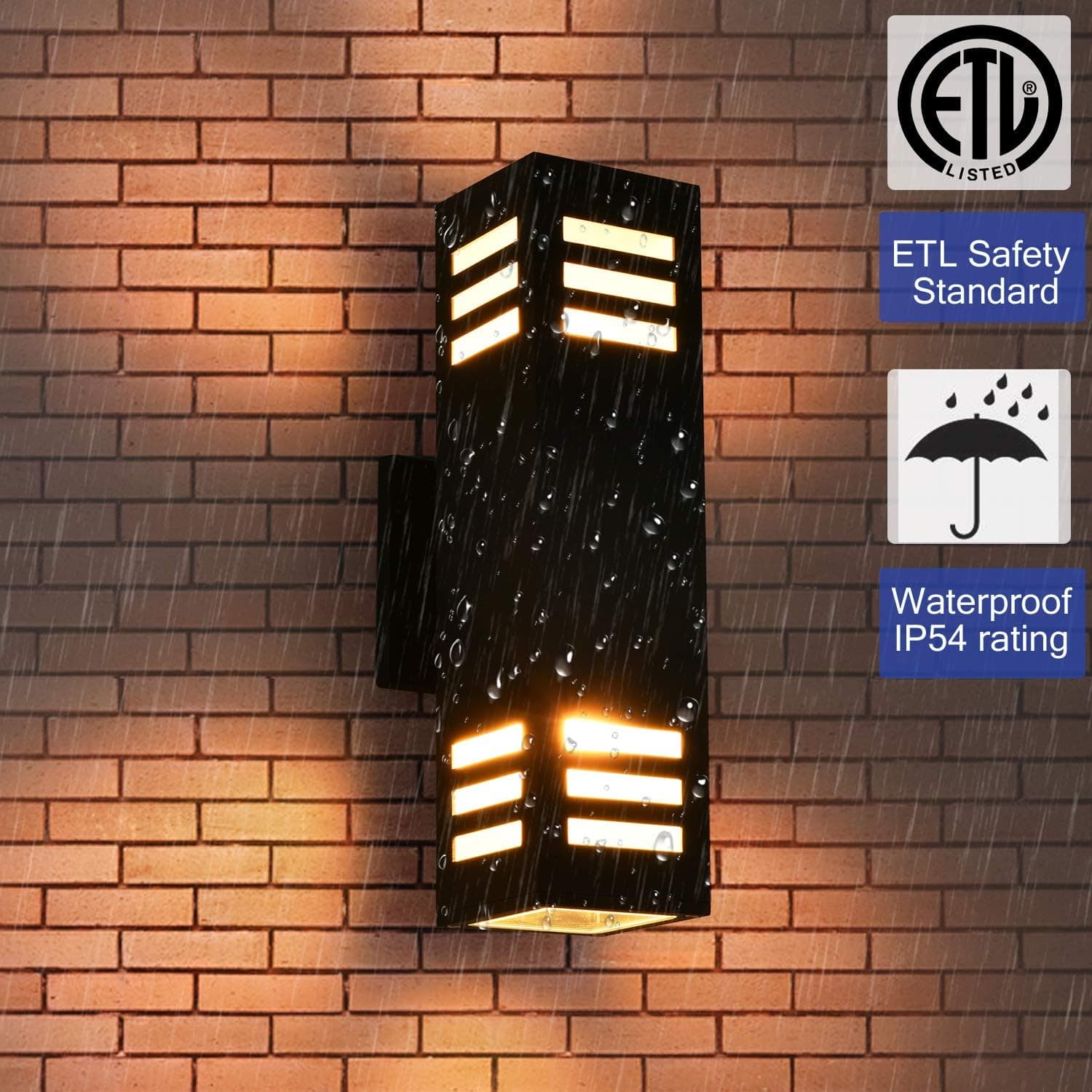 YOFOVI Outdoor Light Fixture, Modern Outdoor Lights for House, Waterproof Porch Outdoor Wall Lights, Black Exterior Light Fixture with Frosted Glasses, ETL Listed, WAYCHO