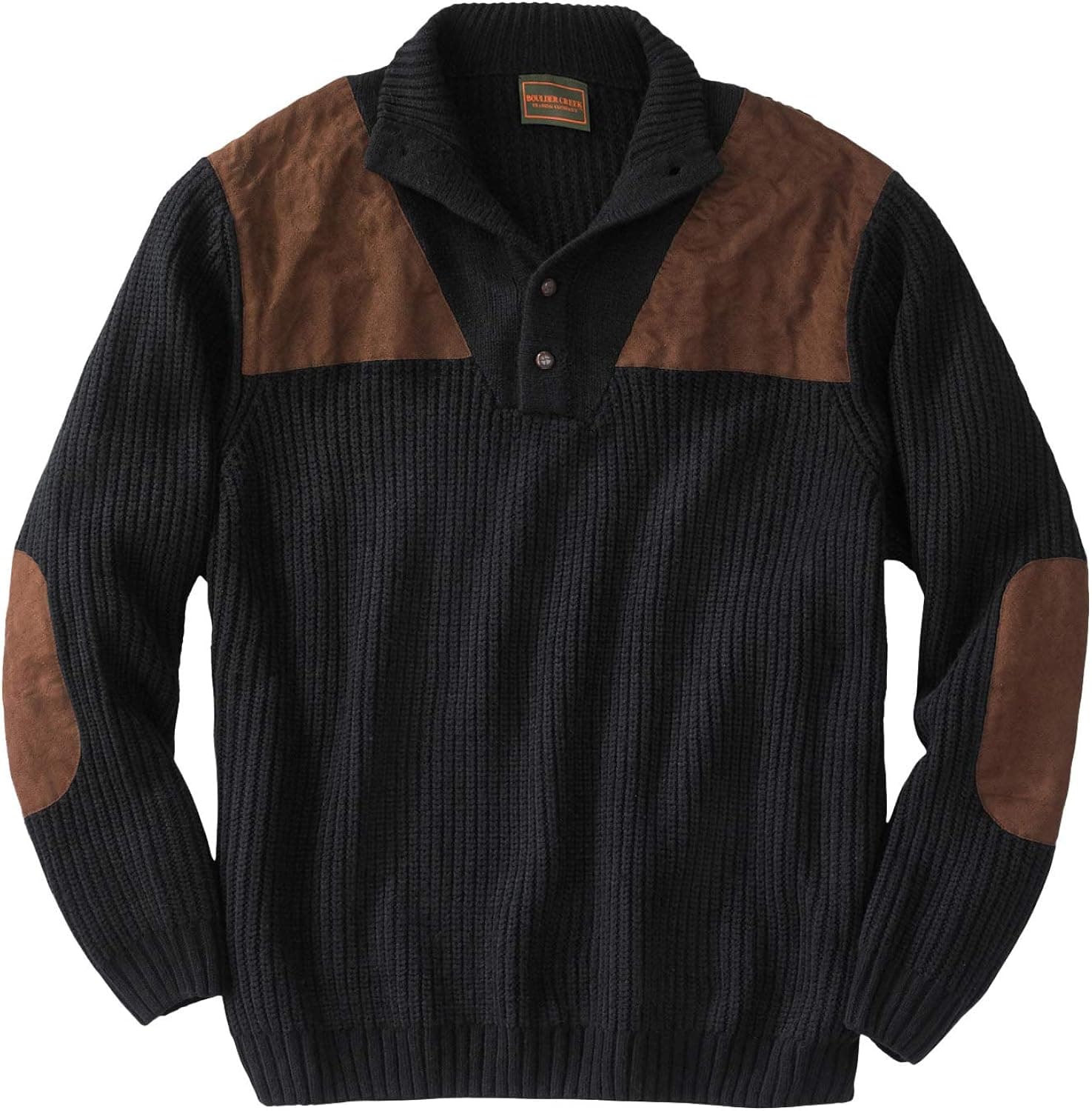 Boulder Creek by Kingsize Men's Big & Tall ™ Patch Sweater with Mock Neck