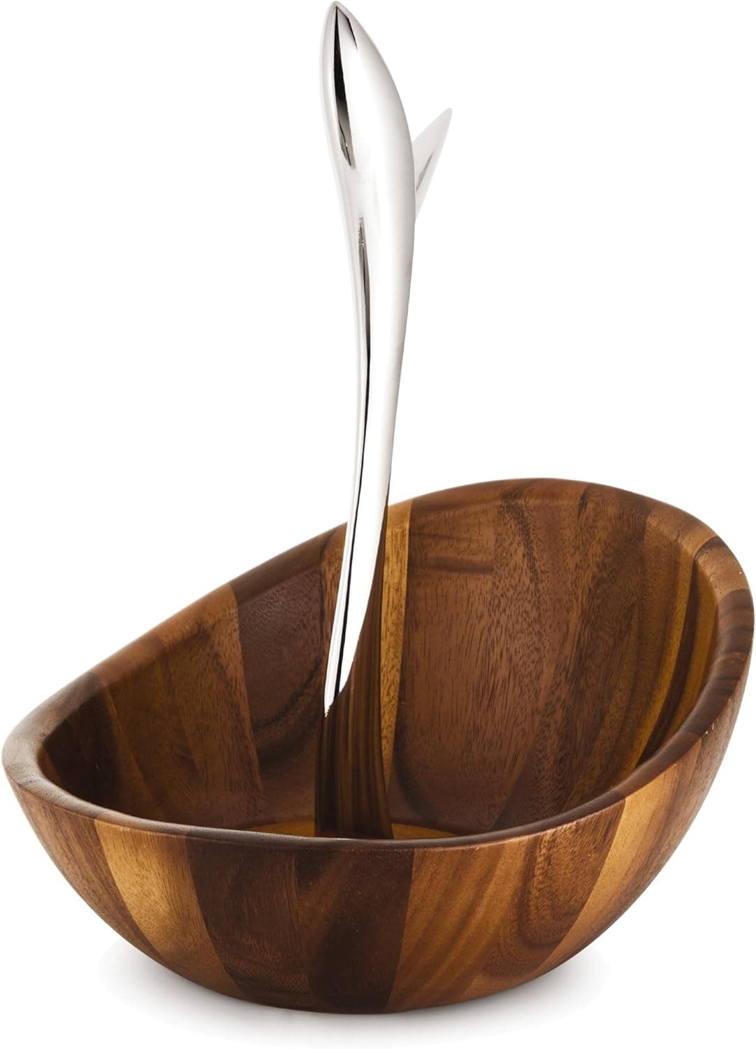 Savora Vine Acacia Wood and Stainless Steel Fruit Bowl with Banana Hook