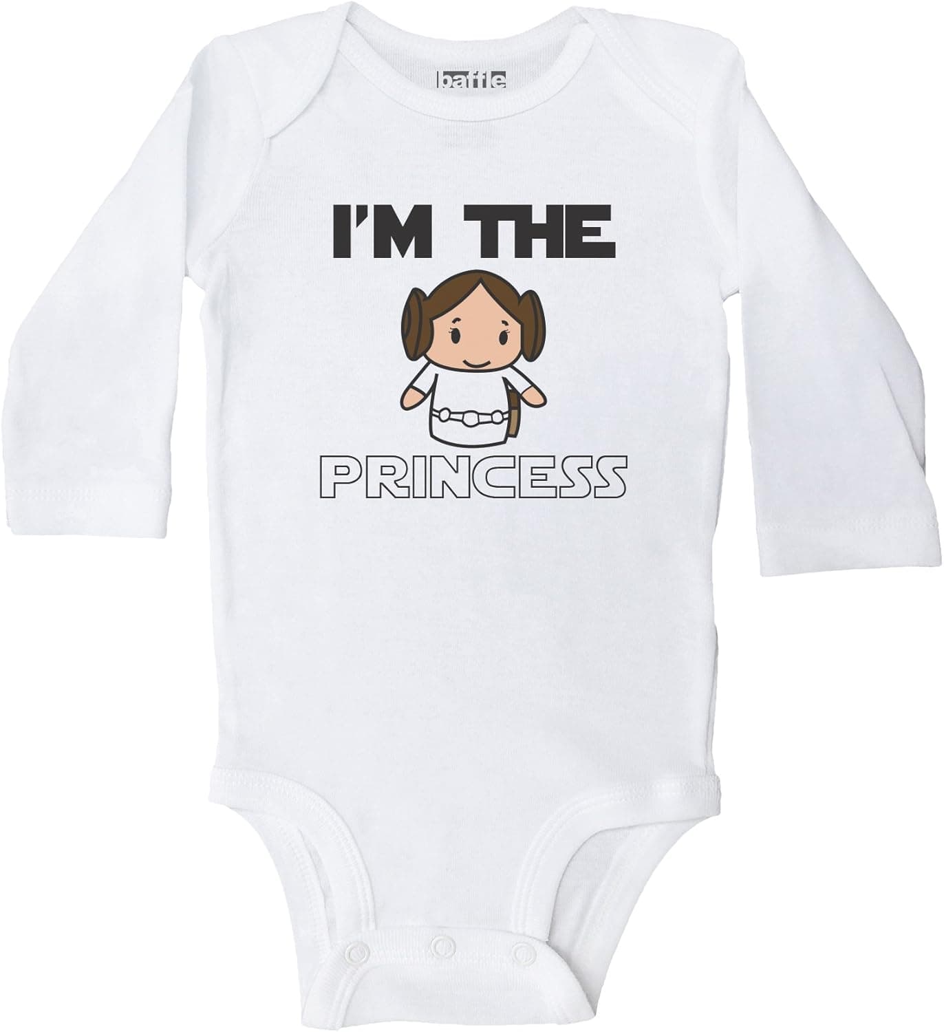 Baffle Baby/I'm The Princess (White Long Sleeve Cotton Onesie) Princess