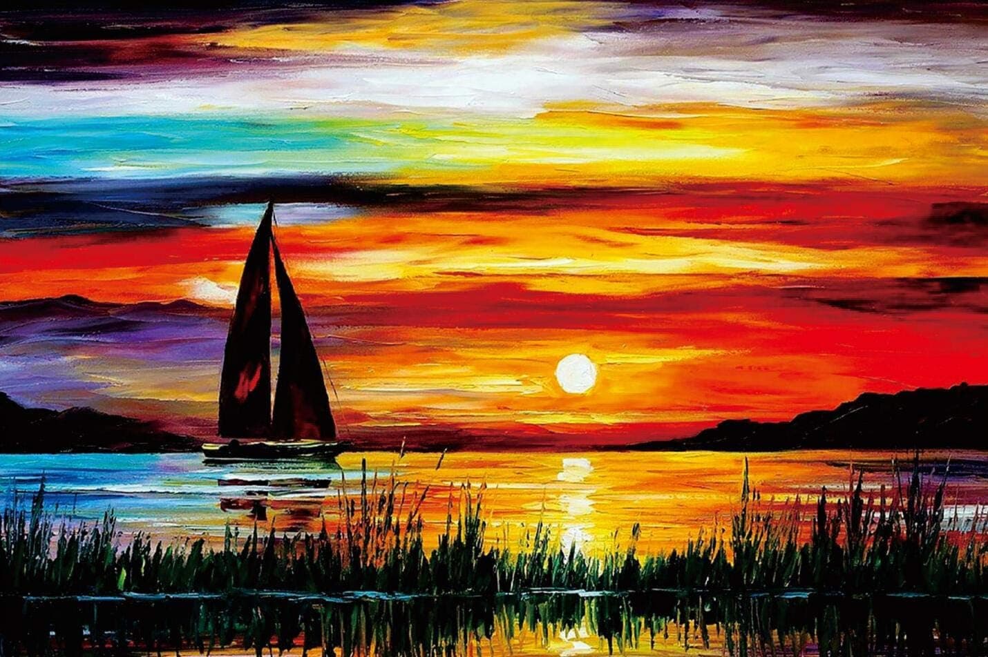 Ingooood- Jigsaw Puzzles 1000 Pieces for Adult- Tranquil Series-Sunrise Sailing Boat_IG-0459 Entertainment Wooden Puzzles Toys