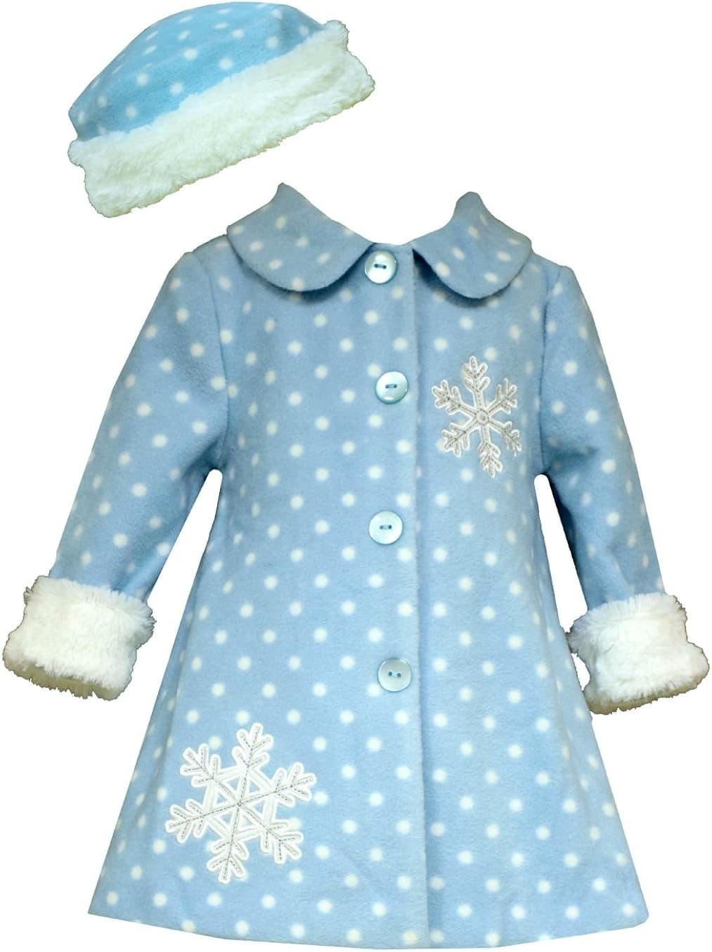 Bonnie Jean Baby-Girls Frosty Aqua Snowflake Faux Fur Coat & Hat
