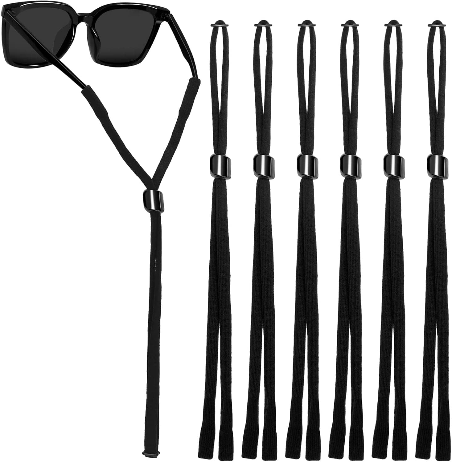HALF CRESCEN Glasses Strap (Pack of 6 Black) Sports Sunglasses Strap & Glasses Holder for Men, Eye Glasses String Strap for Women