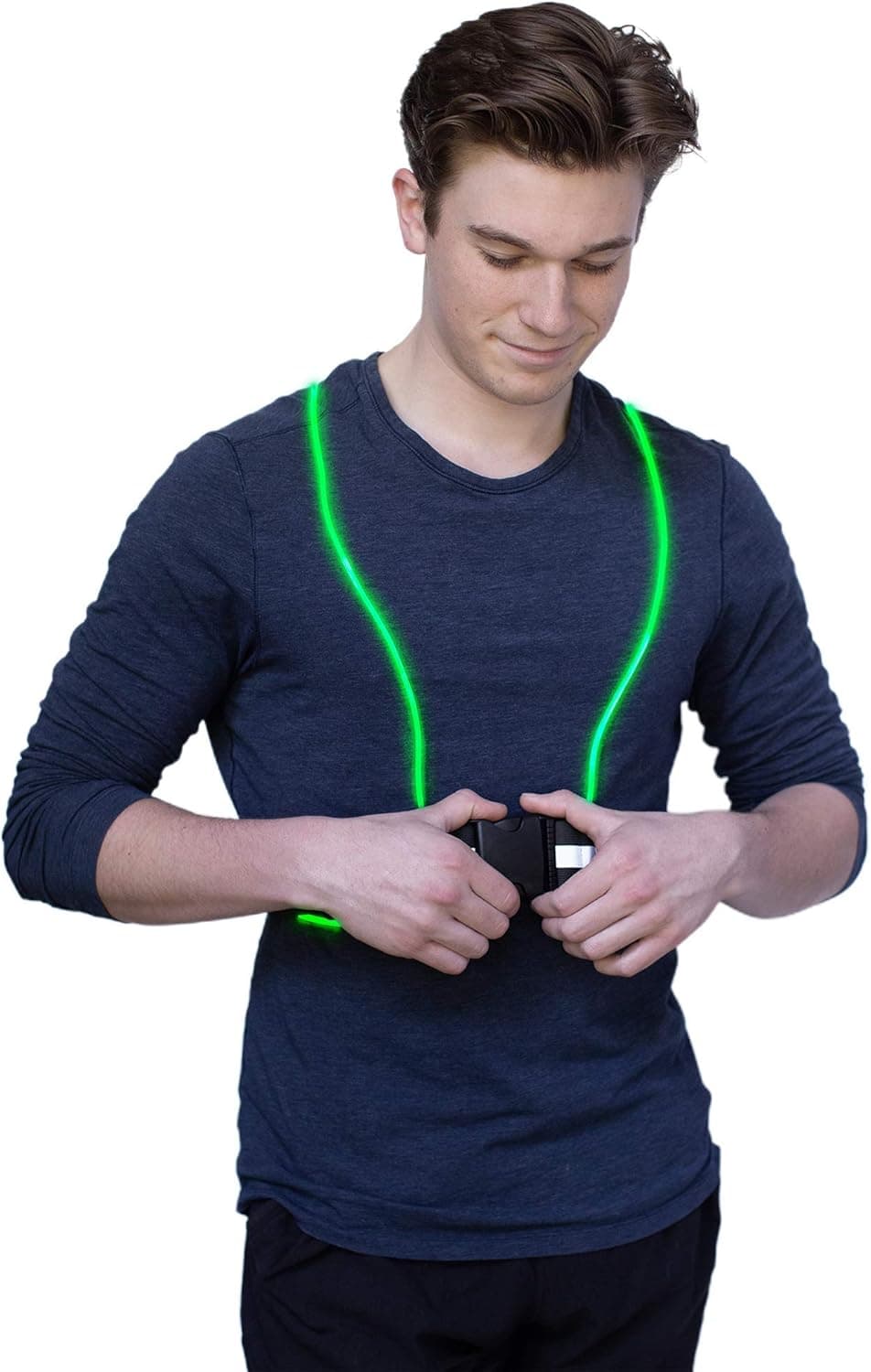 Running Light Vest LED Running Vest-IllumiVest-Flexible Fiber Optic Cable- Battery Powered Adjustable Gear for Runners, Led Vest with Reflective Belt-lighted Running Vests, Running Vest with Lights