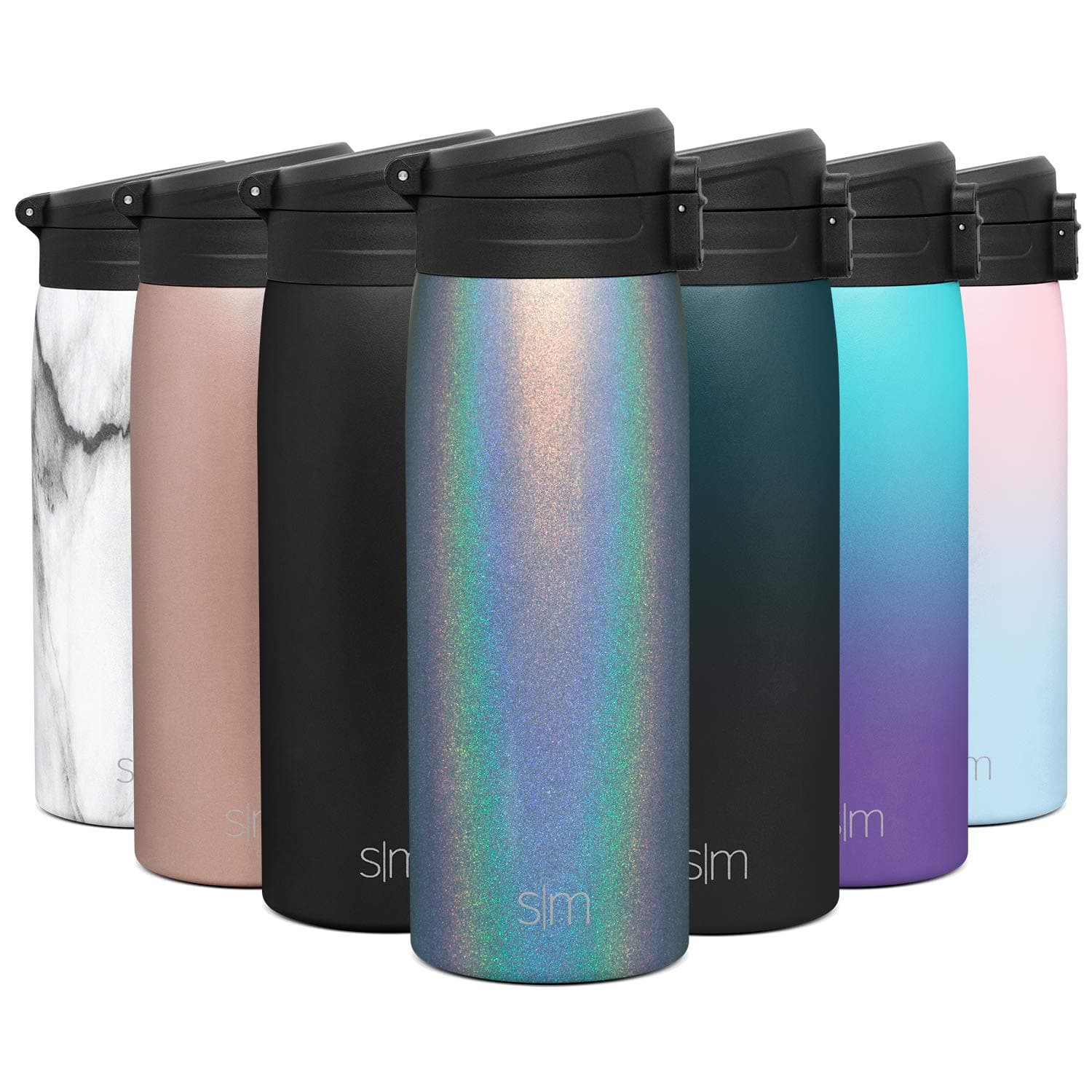 Simple Modern Kona Thermos Insulated Travel Mug with Flip Lid -Stainless Steel Coffee Cup Tumbler, 16oz, Shimmer: Blue Moonstone