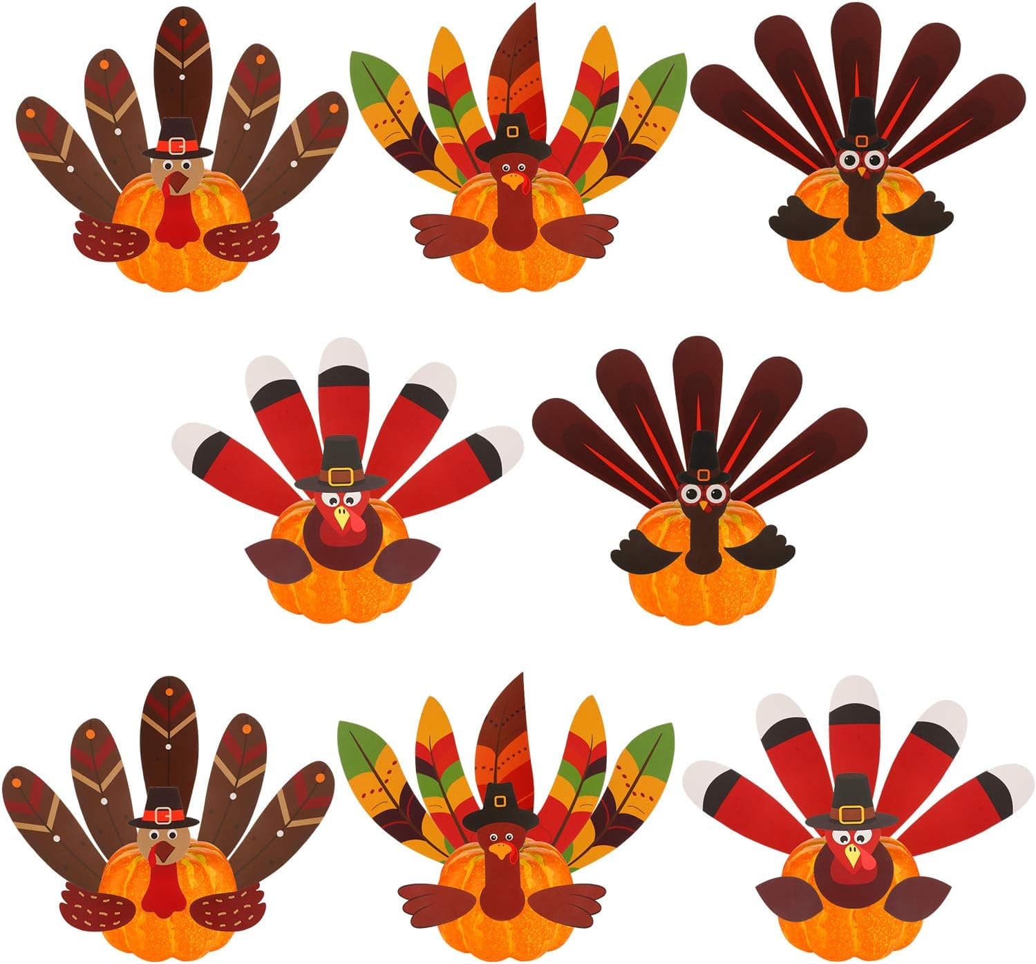 8 Pieces Thanksgiving Turkey Making Kit for Thanks and Gives Party Fall Turkey Craft Kit Thanksgiving Party Games