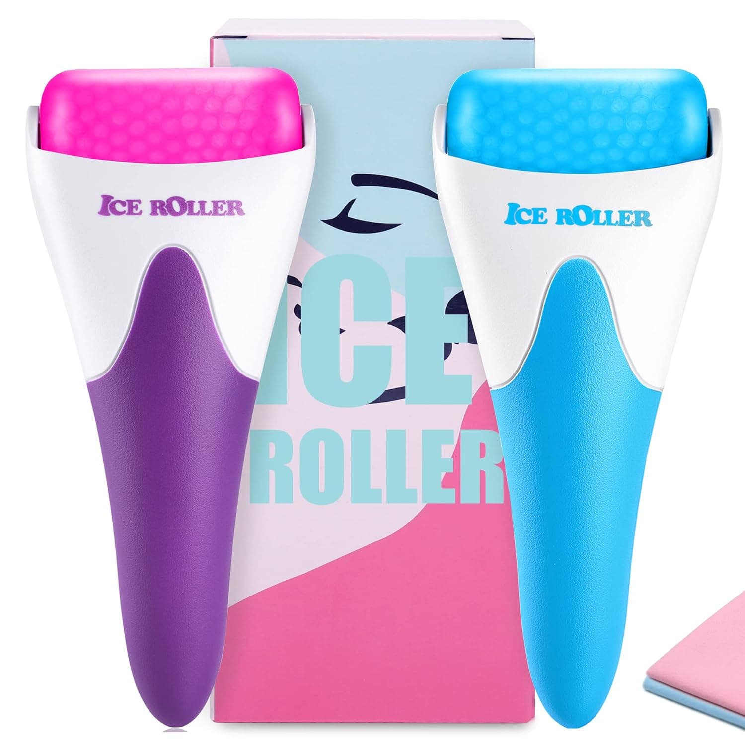 2 PACK Ice Roller for Face, Eyes and Whole Body Relief, Face Roller Skin Care Tool for Migraine Relief and Blood Circulation