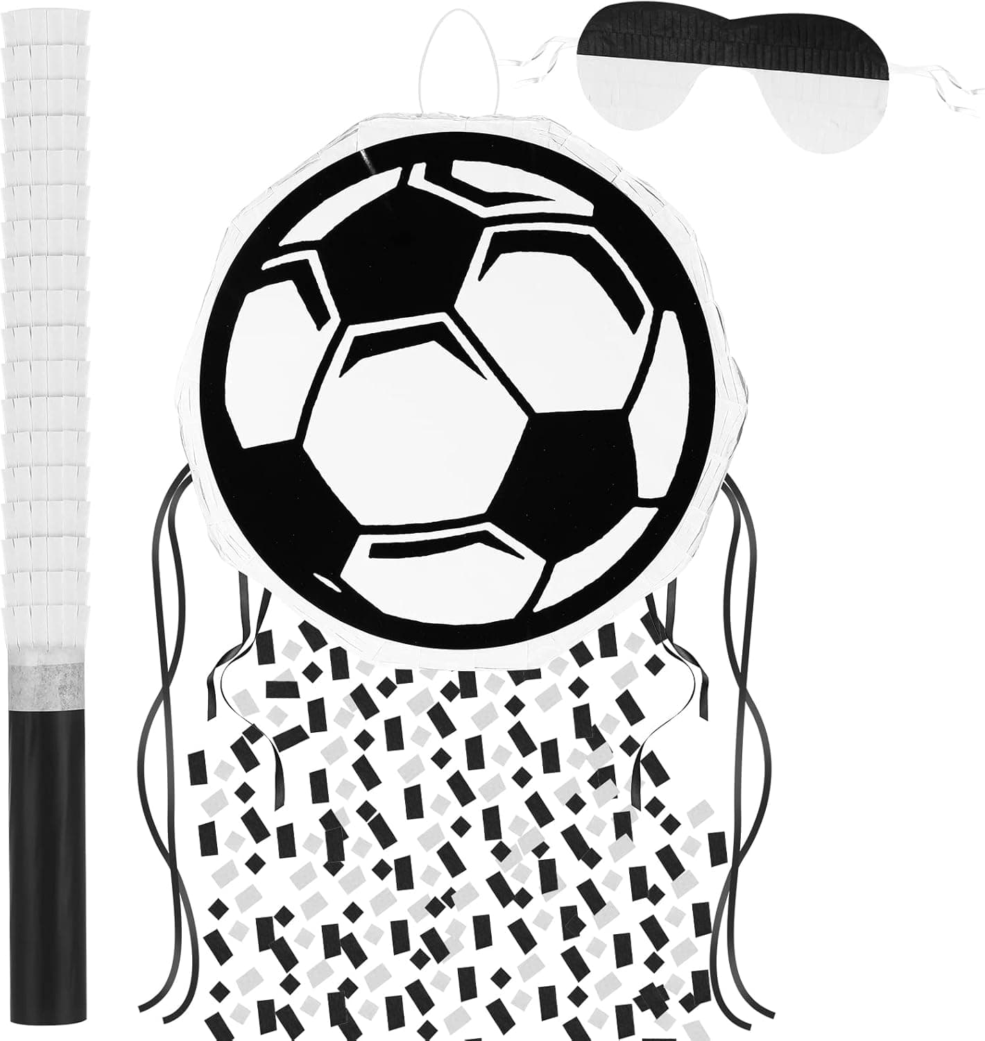 Charniol Soccer Football Pinata with Pinata Bat and Blindfold, Soccer Pinata Soccer Ball Pinata Foldable Pinata for Boys Girls Adults Birthday Decoration Sport Themed Party Supplies