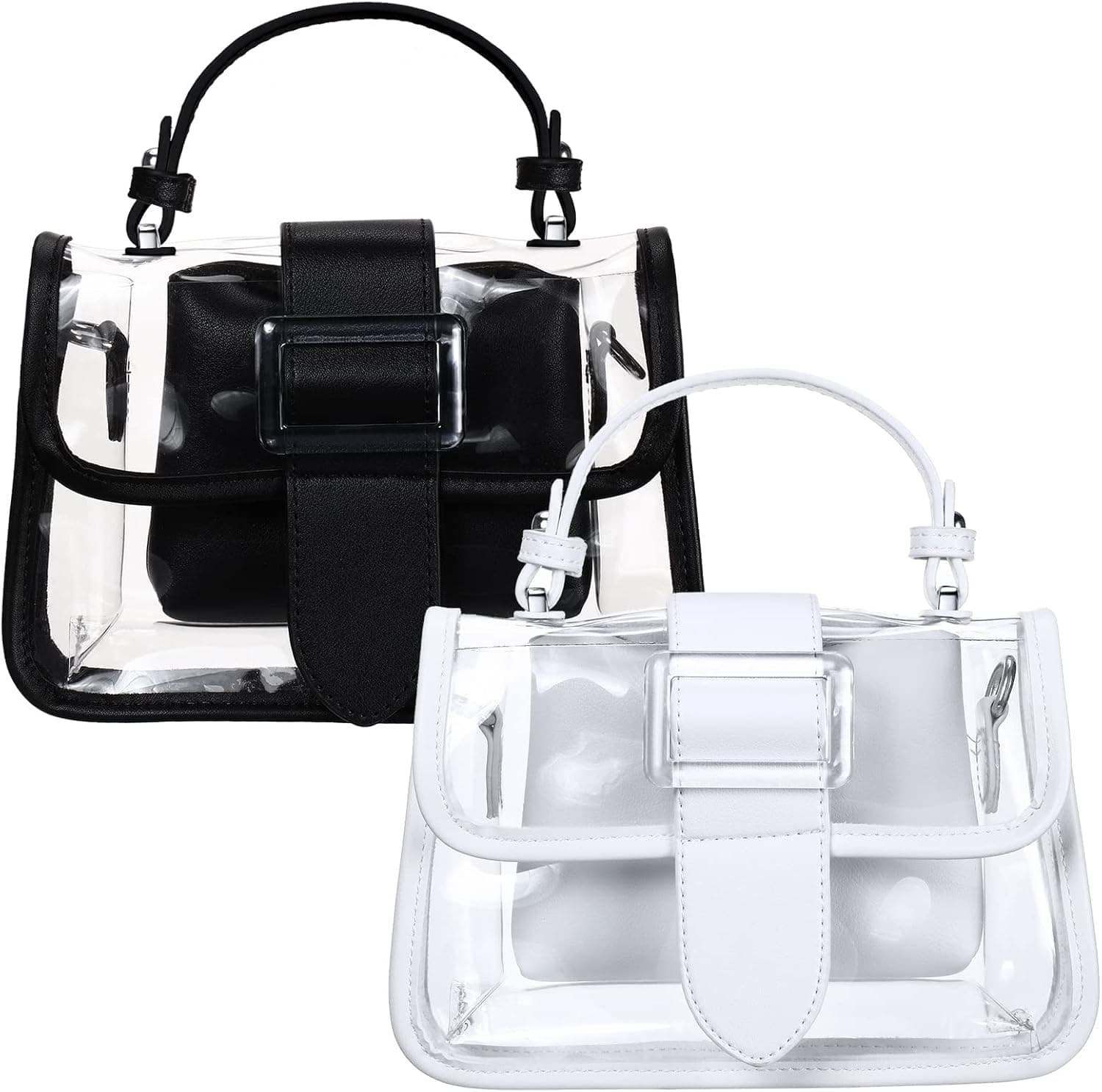 Clear Shoulder Bag Purse 2 Pcs 2 in 1 Transparent Crossbody Bag Cute Clear Purse Clear Jelly Bag See Through Purse Waterproof Messenger Shoulder Bag PVC Handbag Purse for Women Girls